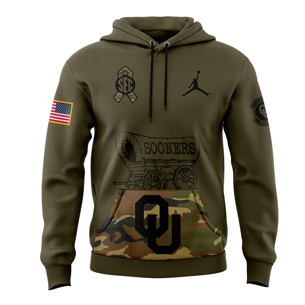 Oklahoma Sooners Football Camo Salute to Service Club Fleece Pullover Hoodie - Famjoys Oklahoma Sooners Football Camo Salute to Service Club Fleece Pullover Hoodie - Famjoys