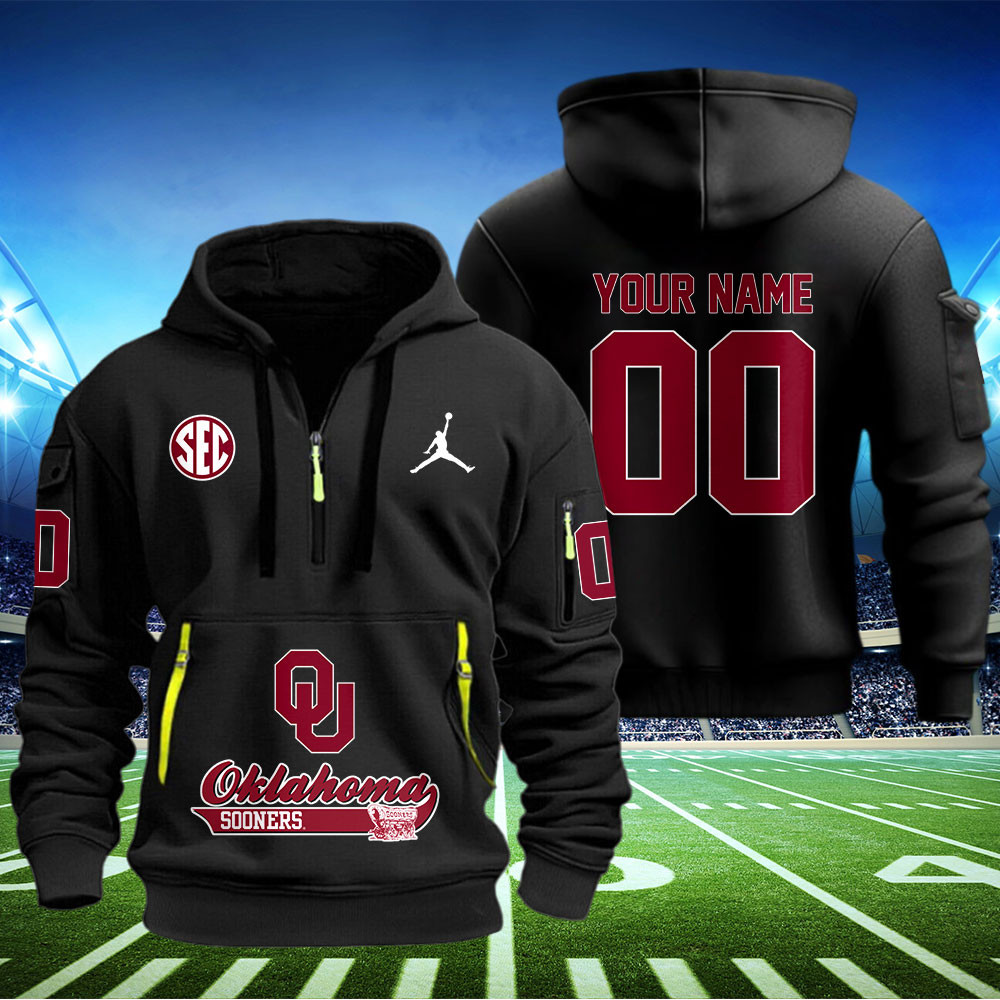 Oklahoma Sooners Football Quarter Zip Hoodie - Famjoys Oklahoma Sooners Football Quarter Zip Hoodie - Famjoys