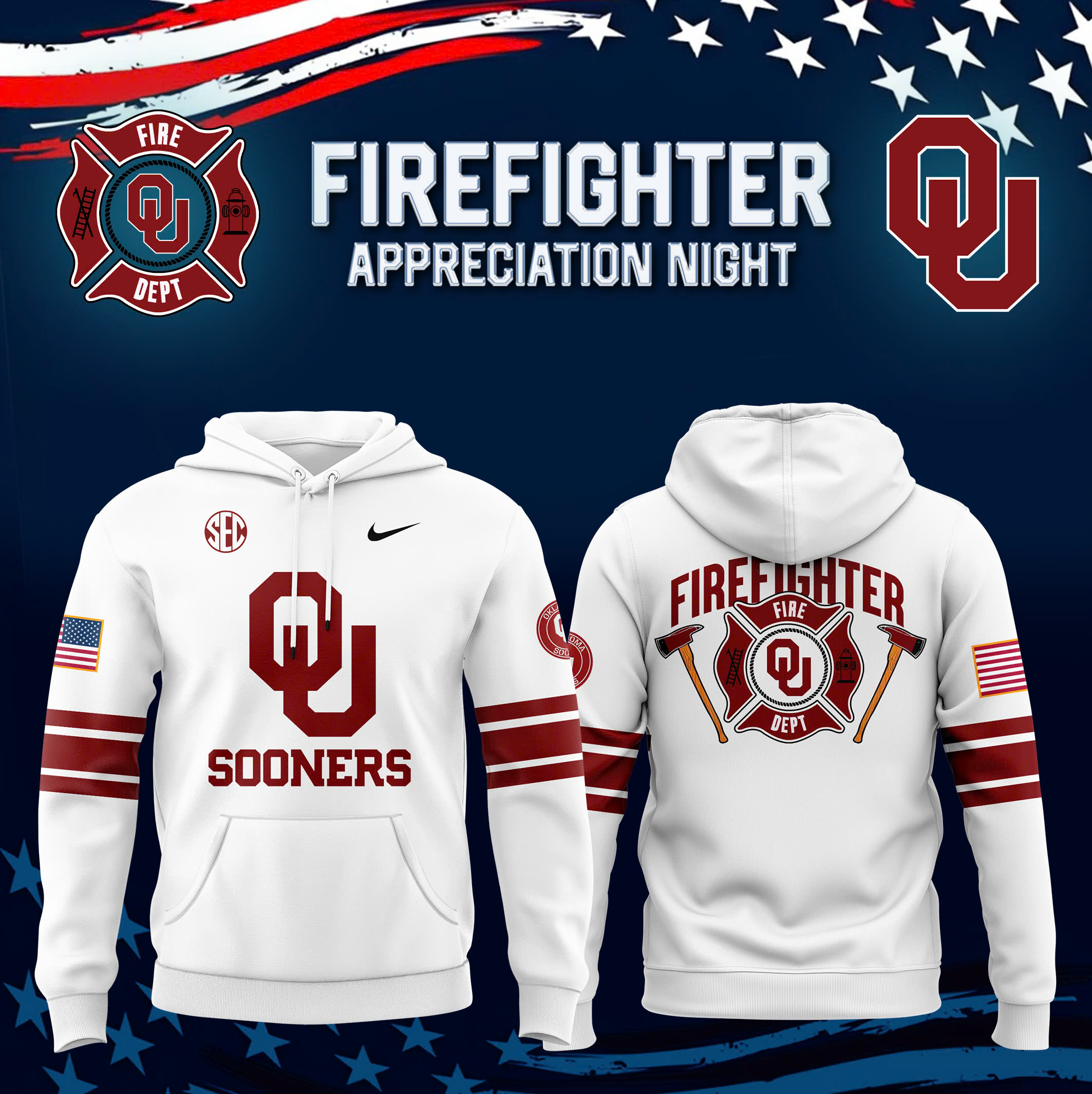 Oklahoma Sooners Football x Firefighter Appreciation Night Premium Pullover Hoodie - Famjoys Oklahoma Sooners Football x Firefighter Appreciation Night Premium Pullover Hoodie - Famjoys