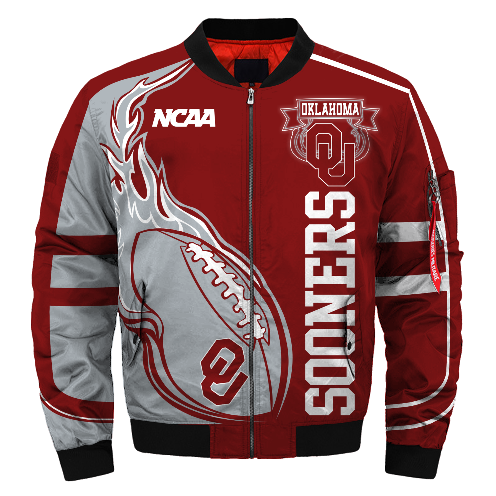 Oklahoma Sooners Jacket 3D Printed Fire Ball - Famjoys Oklahoma Sooners Jacket 3D Printed Fire Ball - Famjoys
