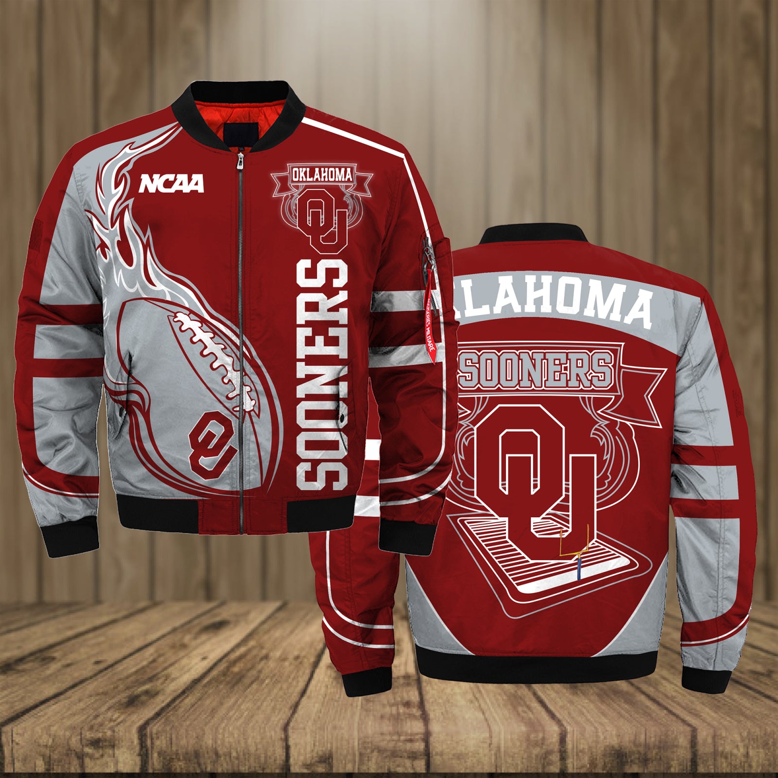 Oklahoma Sooners Jacket 3D Printed Fire Ball - Famjoys Oklahoma Sooners Jacket 3D Printed Fire Ball - Famjoys