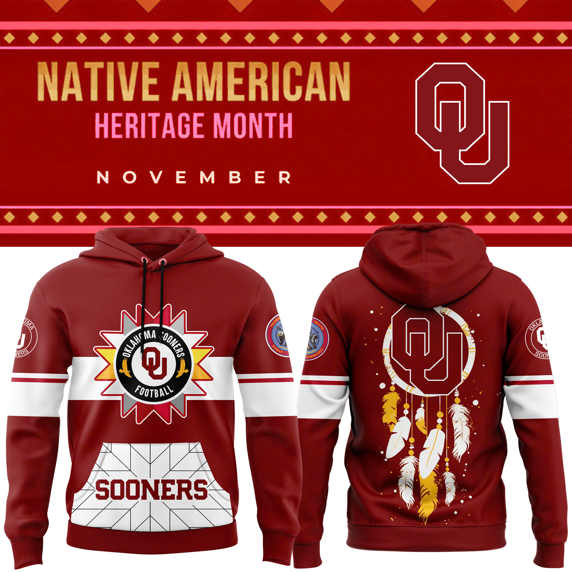 Oklahoma Sooners Native American Heritage Month Premium Pullover Hoodie - Famjoys Oklahoma Sooners Native American Heritage Month Premium Pullover Hoodie - Famjoys