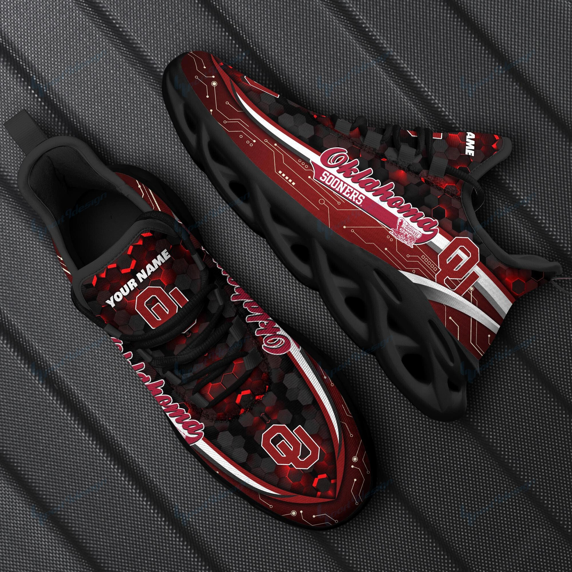 Oklahoma Sooners Personalized Max Soul YZ Running Sneakers 101 - Famjoys Oklahoma Sooners Personalized Max Soul YZ Running Sneakers 101 - Famjoys