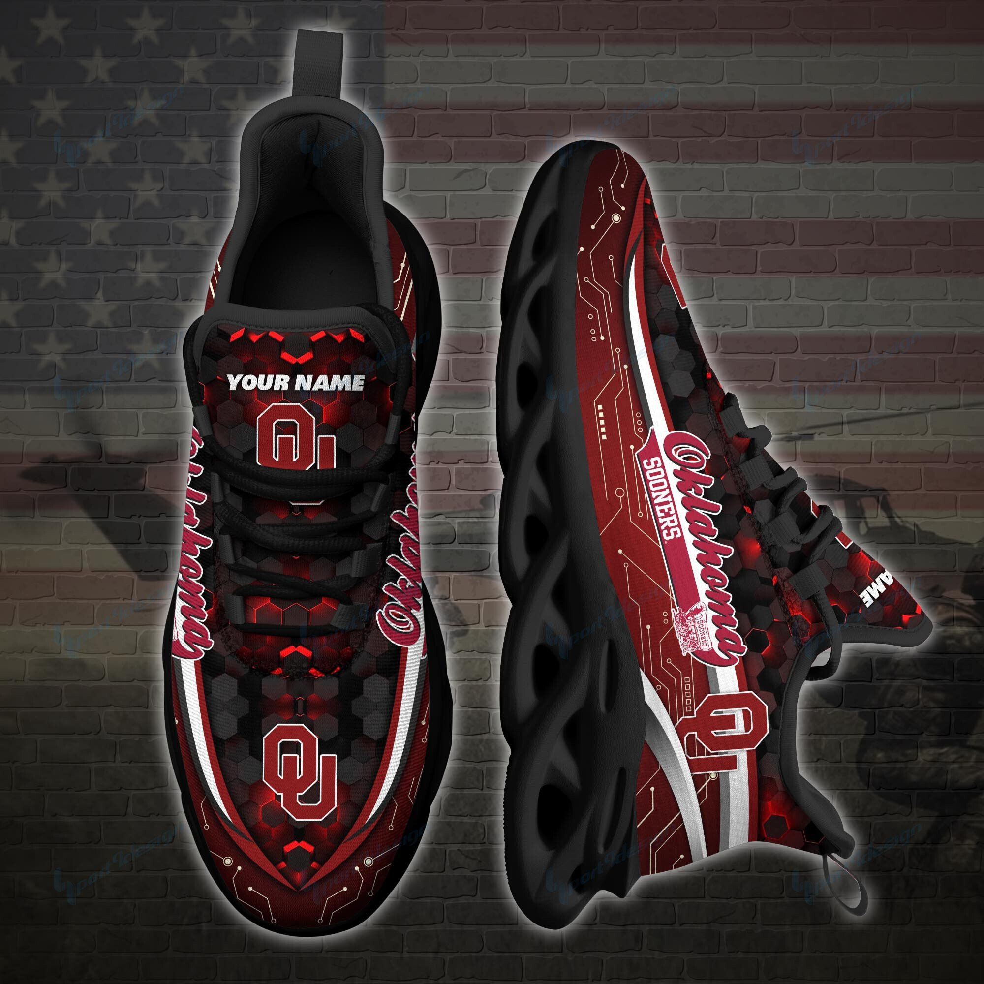 Oklahoma Sooners Personalized Max Soul YZ Running Sneakers 101 - Famjoys Oklahoma Sooners Personalized Max Soul YZ Running Sneakers 101 - Famjoys