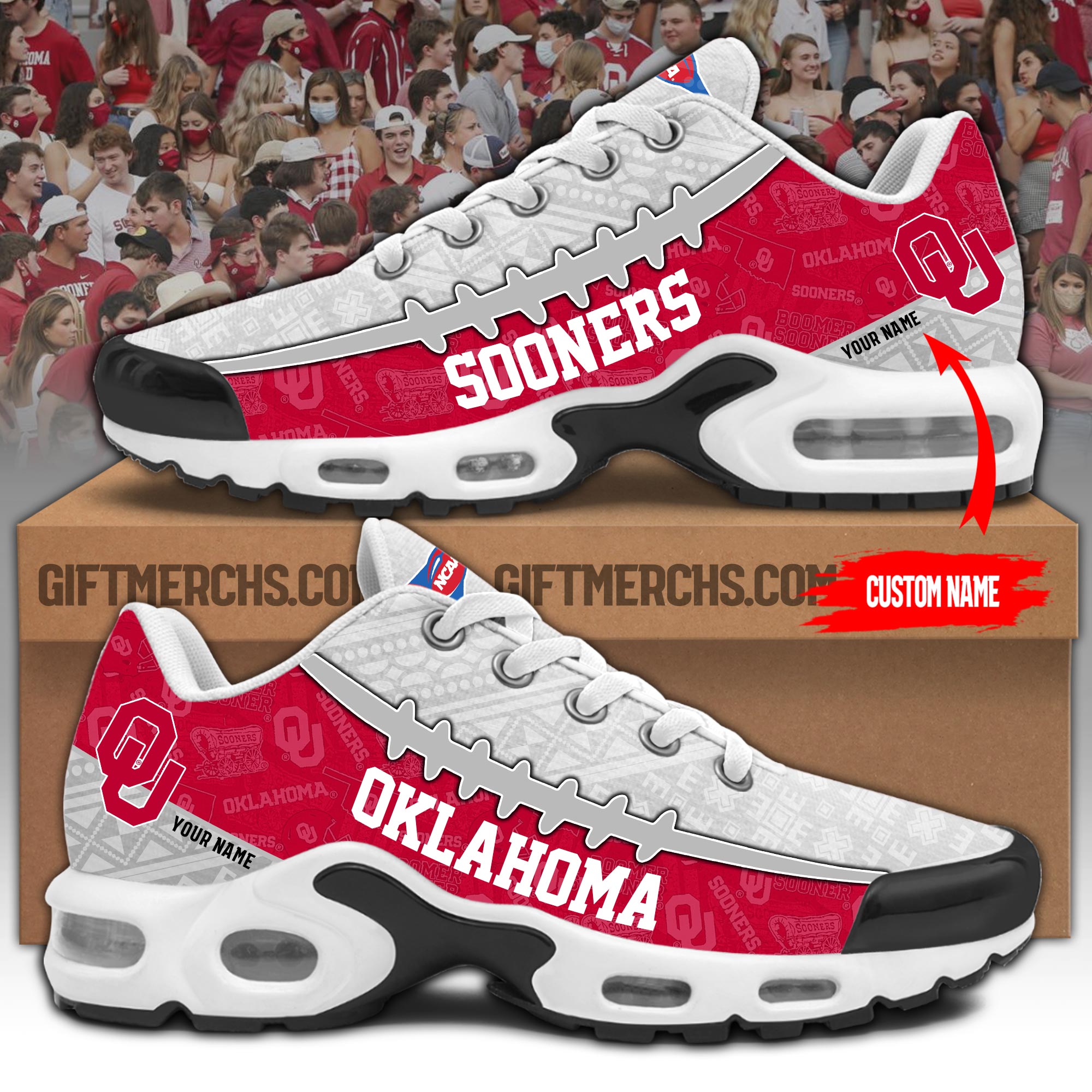 Oklahoma Sooners Personalized Shoes - Famjoys Oklahoma Sooners Personalized Shoes - Famjoys