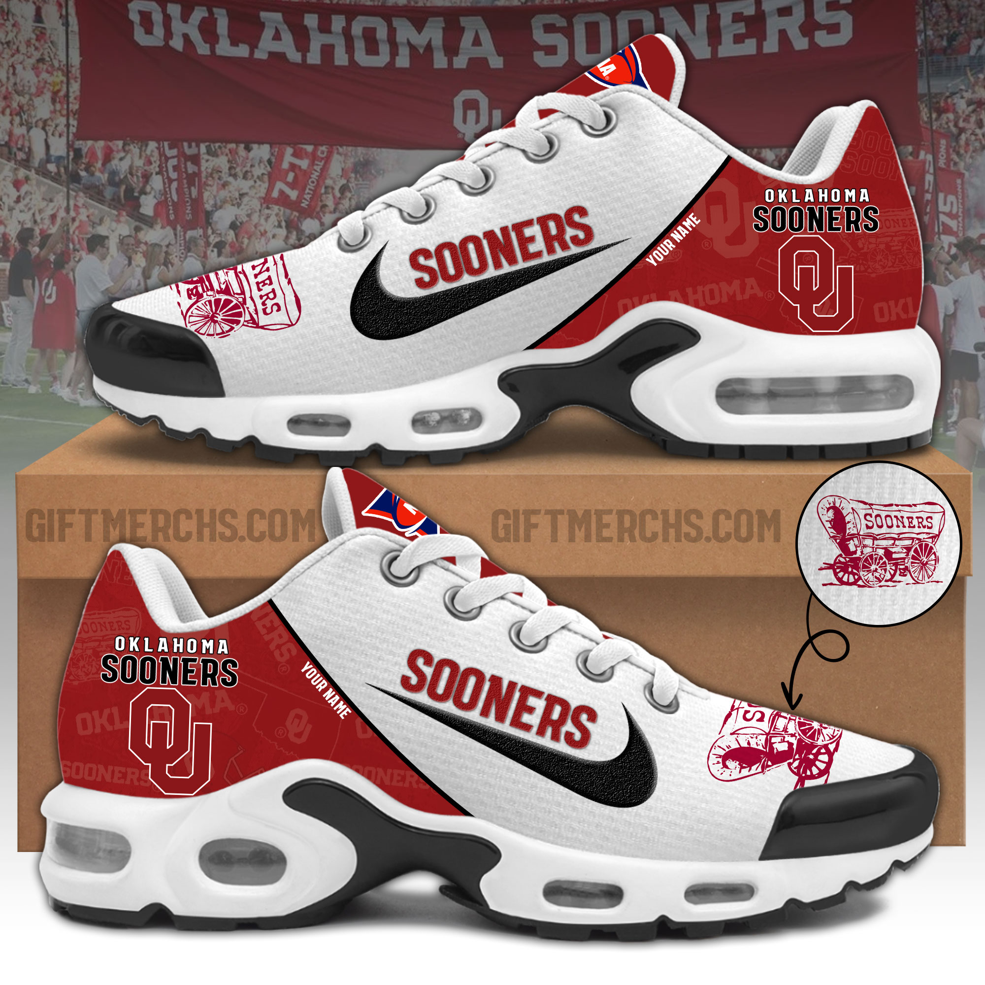 Oklahoma Sooners Personalized Shoes - Famjoys Oklahoma Sooners Personalized Shoes - Famjoys
