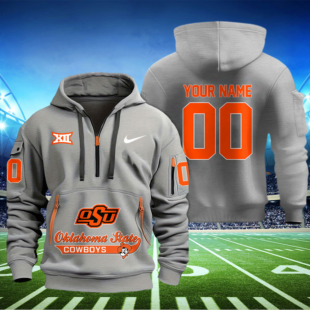 Oklahoma State Cowboys Football Quarter Zip Hoodie - Famjoys Oklahoma State Cowboys Football Quarter Zip Hoodie - Famjoys