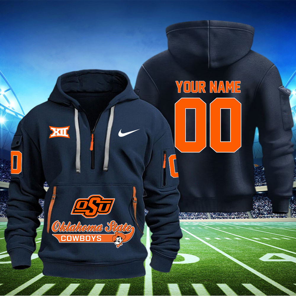 Oklahoma State Cowboys Football Quarter Zip Hoodie - Famjoys Oklahoma State Cowboys Football Quarter Zip Hoodie - Famjoys