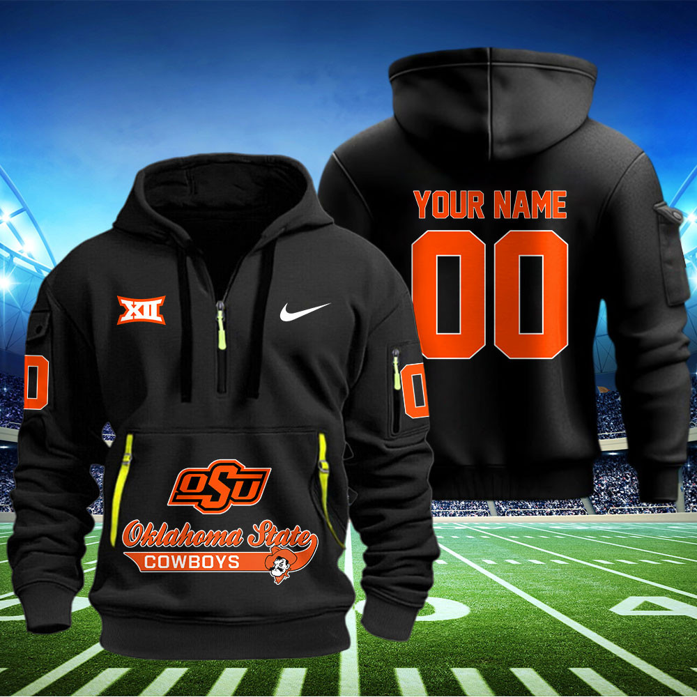 Oklahoma State Cowboys Football Quarter Zip Hoodie - Famjoys Oklahoma State Cowboys Football Quarter Zip Hoodie - Famjoys