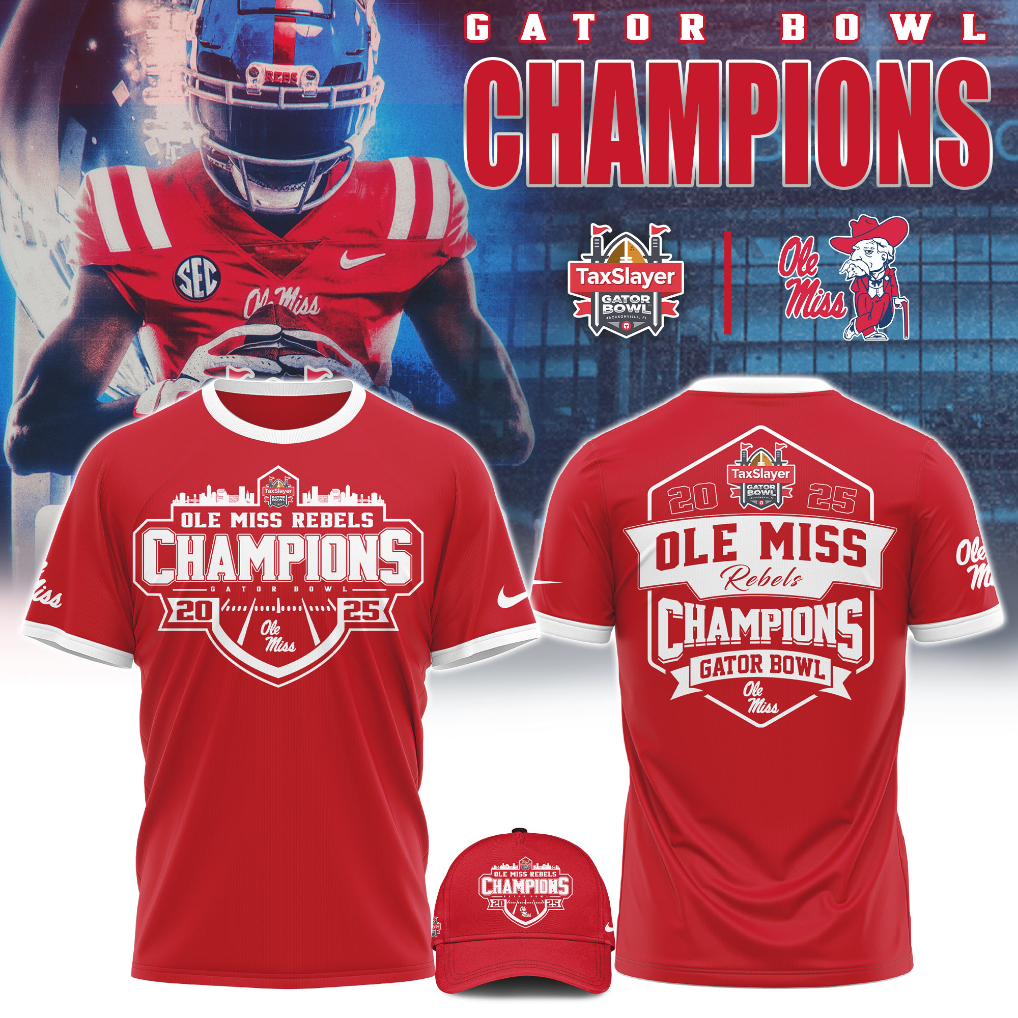 Ole Miss Football Gator Bowl Champions T-Shirt