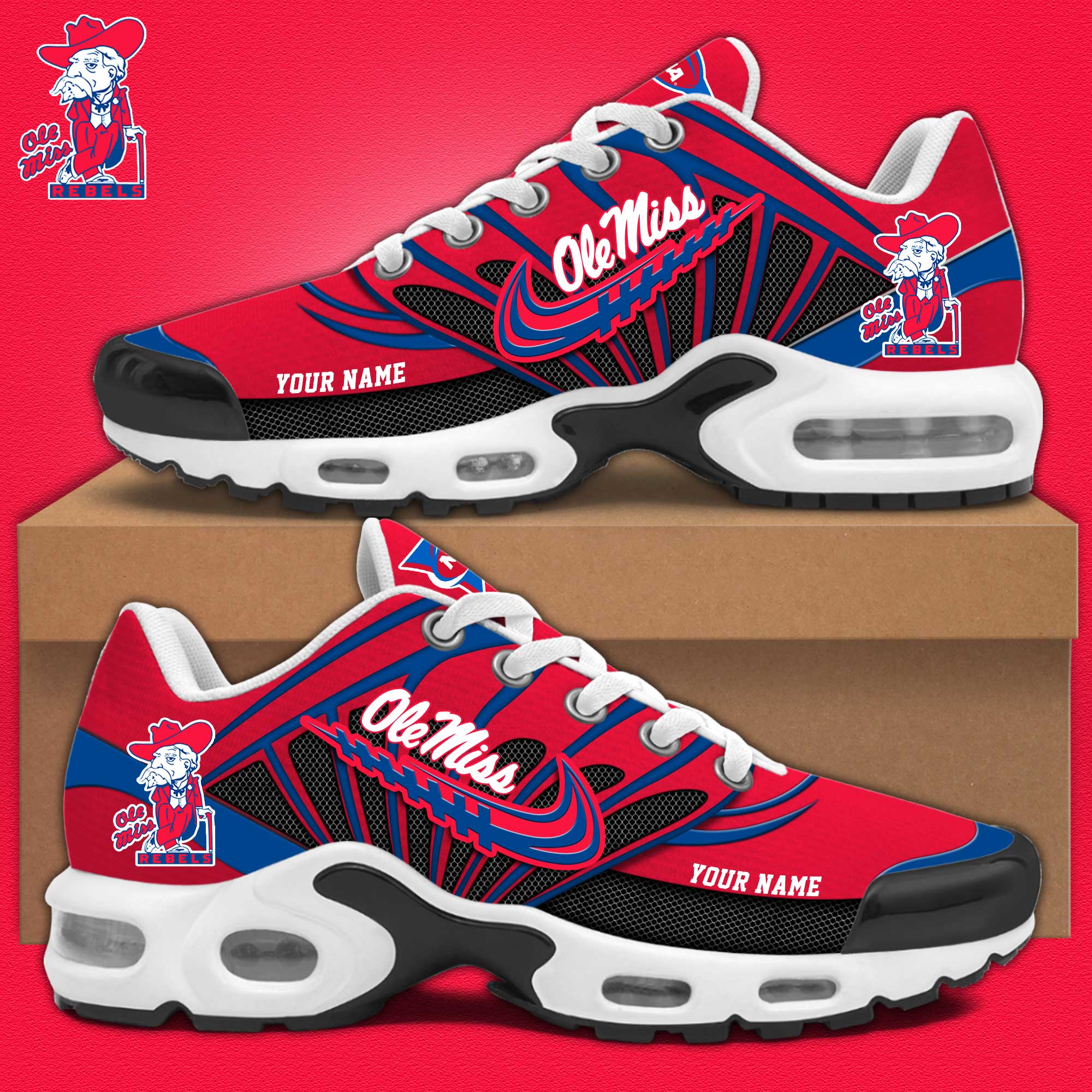 Ole Miss Football Personalized Air Max Plus Sneakers
