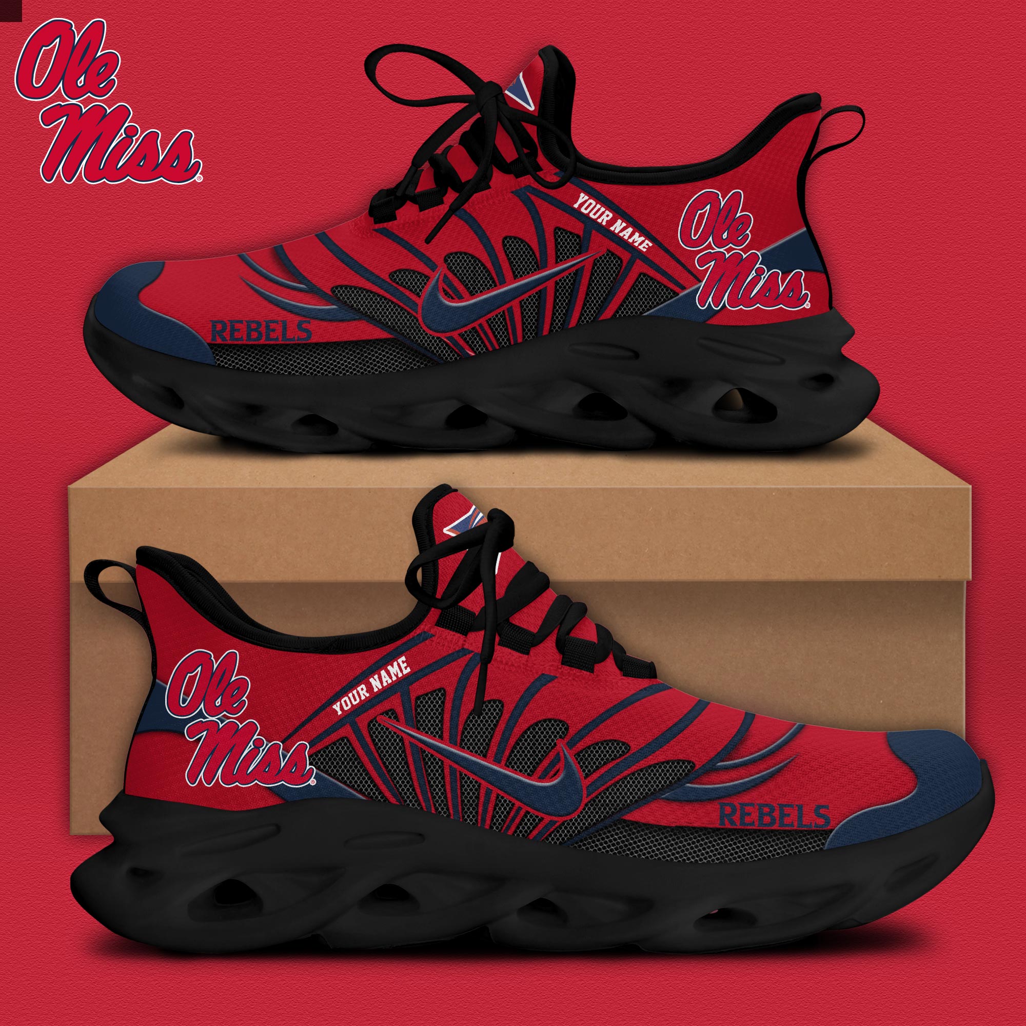 Ole Miss Football Personalized Max Soul Shoes