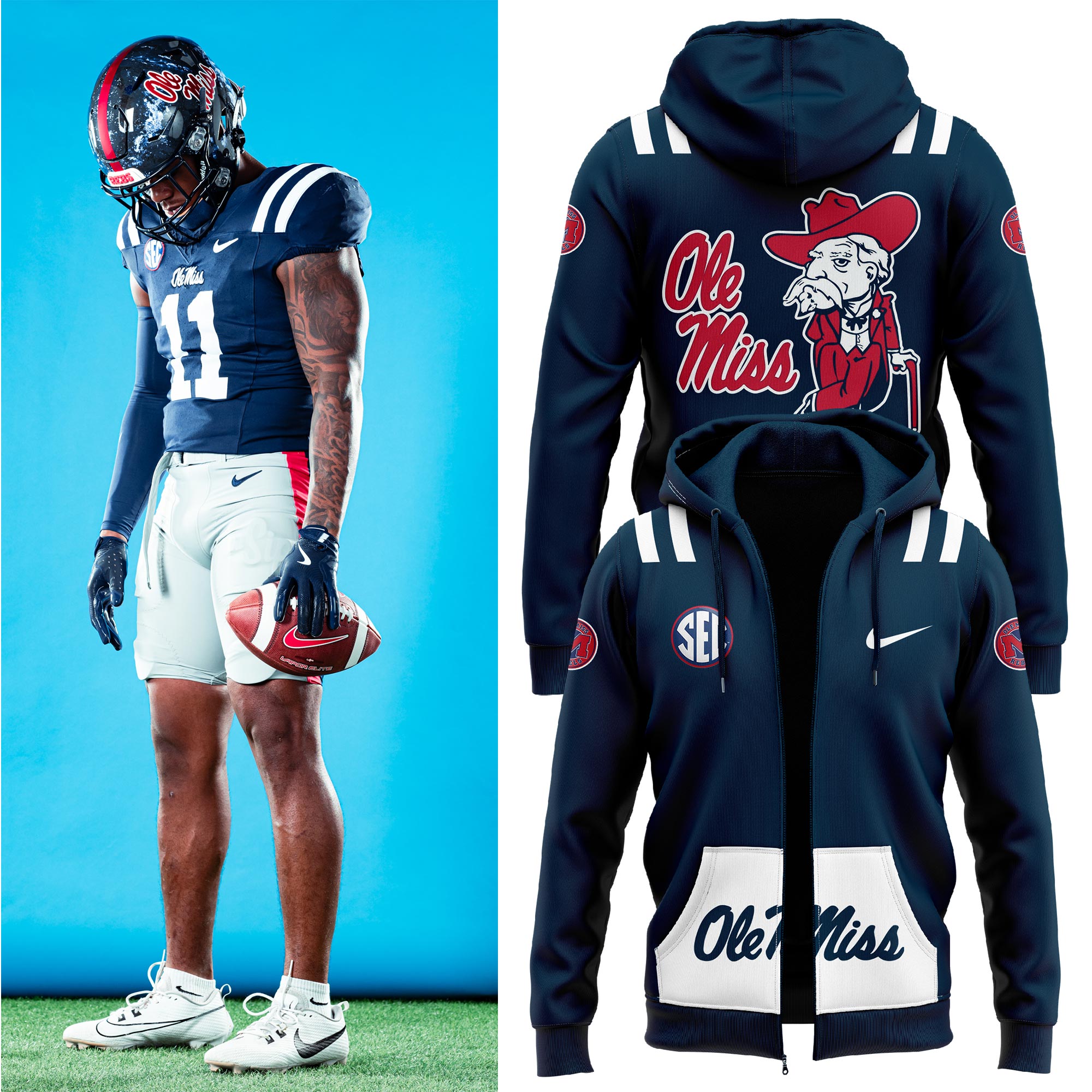 Ole Miss Football Traditional Uniforms Zip Hoodie 2024