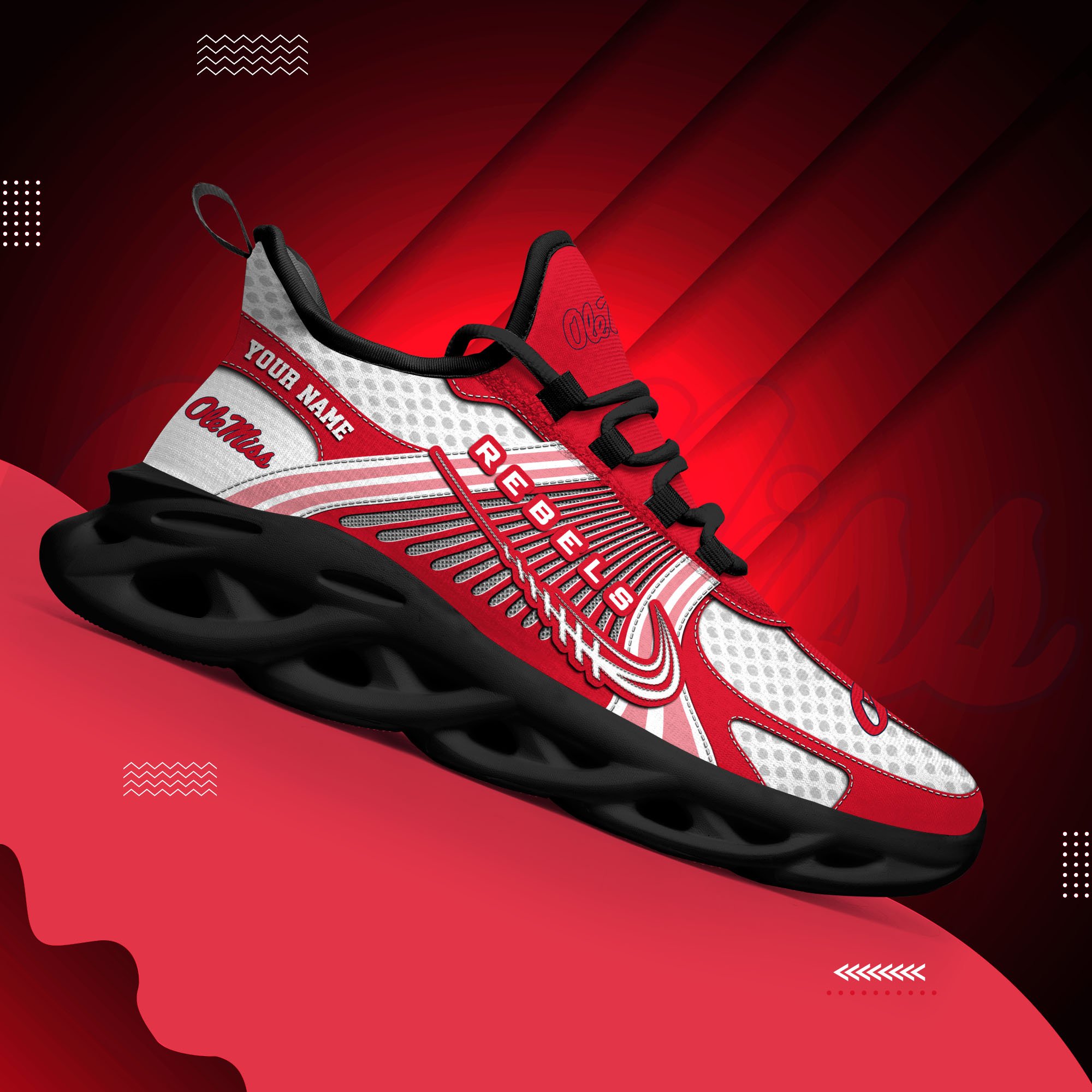 Ole Miss Rebels Clunky Sneakers Custom Your Name, Sport Sneakers ETRG-62343 - Famjoys Ole Miss Rebels Clunky Sneakers Custom Your Name, Sport Sneakers ETRG-62343 - Famjoys