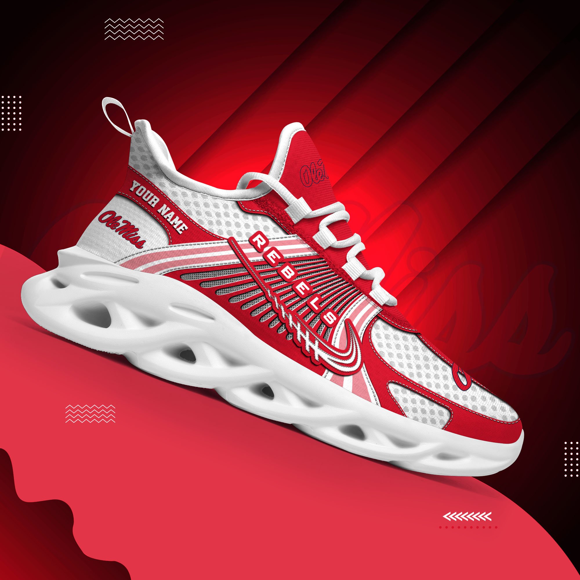 Ole Miss Rebels Clunky Sneakers Custom Your Name, Sport Sneakers ETRG-62343 - Famjoys Ole Miss Rebels Clunky Sneakers Custom Your Name, Sport Sneakers ETRG-62343 - Famjoys