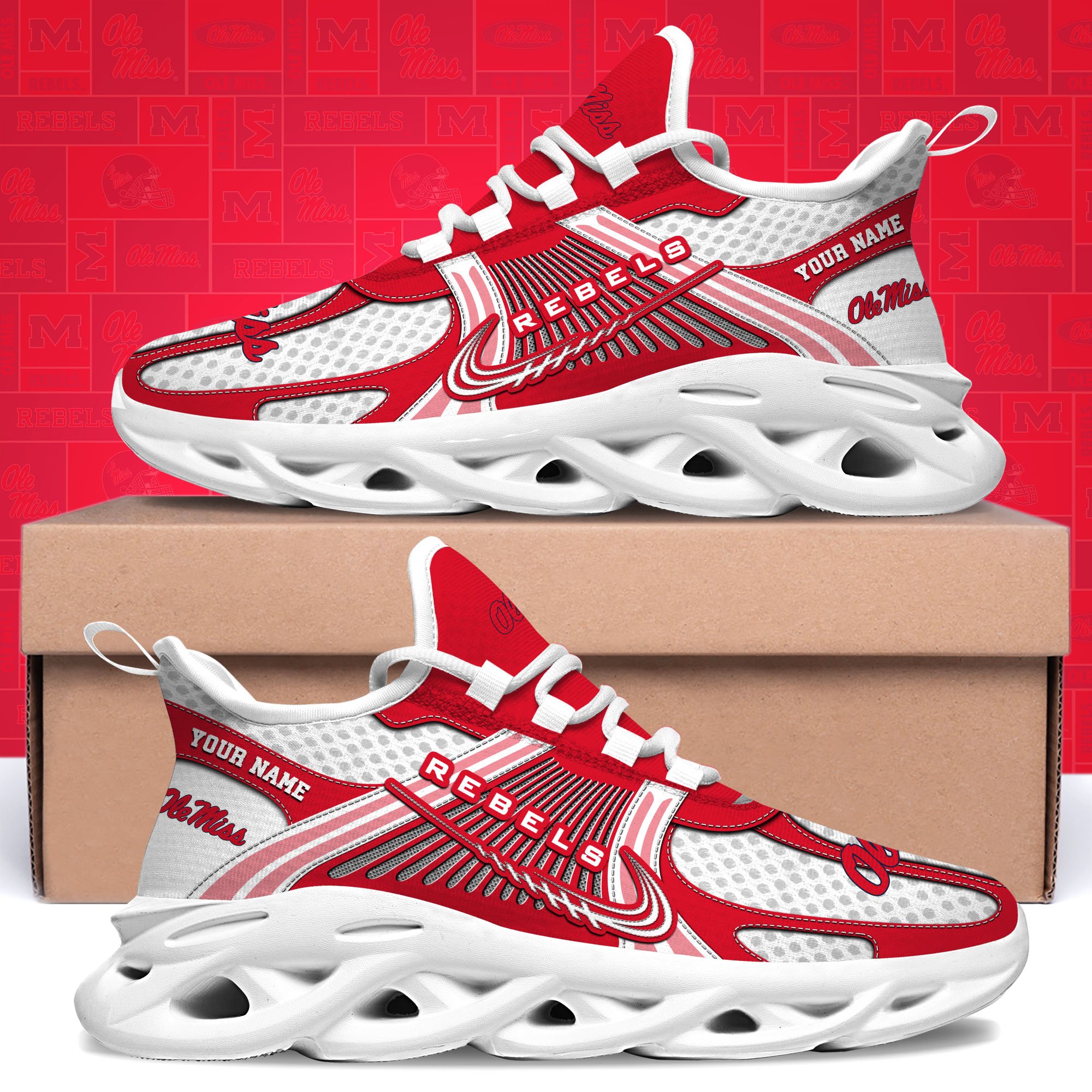 Ole Miss Rebels Clunky Sneakers Custom Your Name, Sport Sneakers ETRG-62343 - Famjoys Ole Miss Rebels Clunky Sneakers Custom Your Name, Sport Sneakers ETRG-62343 - Famjoys