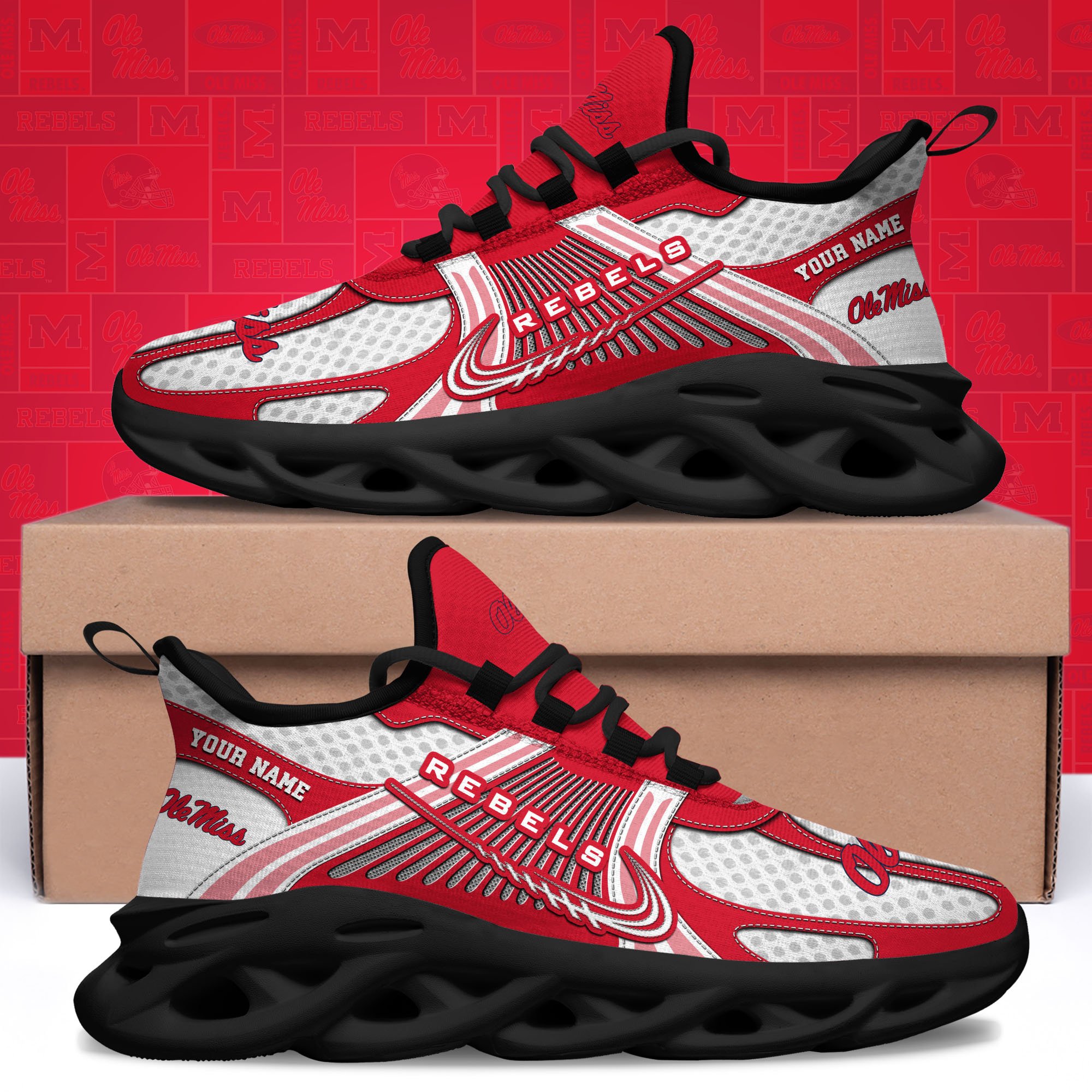 Ole Miss Rebels Clunky Sneakers Custom Your Name, Sport Sneakers ETRG-62343 - Famjoys Ole Miss Rebels Clunky Sneakers Custom Your Name, Sport Sneakers ETRG-62343 - Famjoys