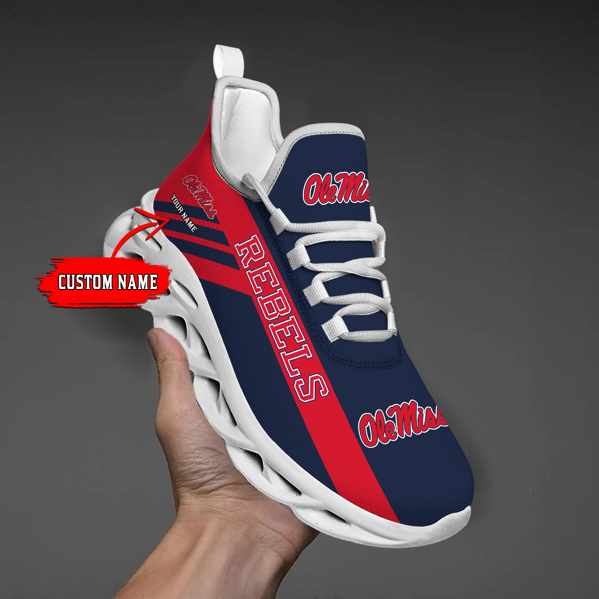 Ole Miss Rebels Custom Name PERSONALIZED MAX SOUL SHOES DS004 - Famjoys Ole Miss Rebels Custom Name PERSONALIZED MAX SOUL SHOES DS004 - Famjoys