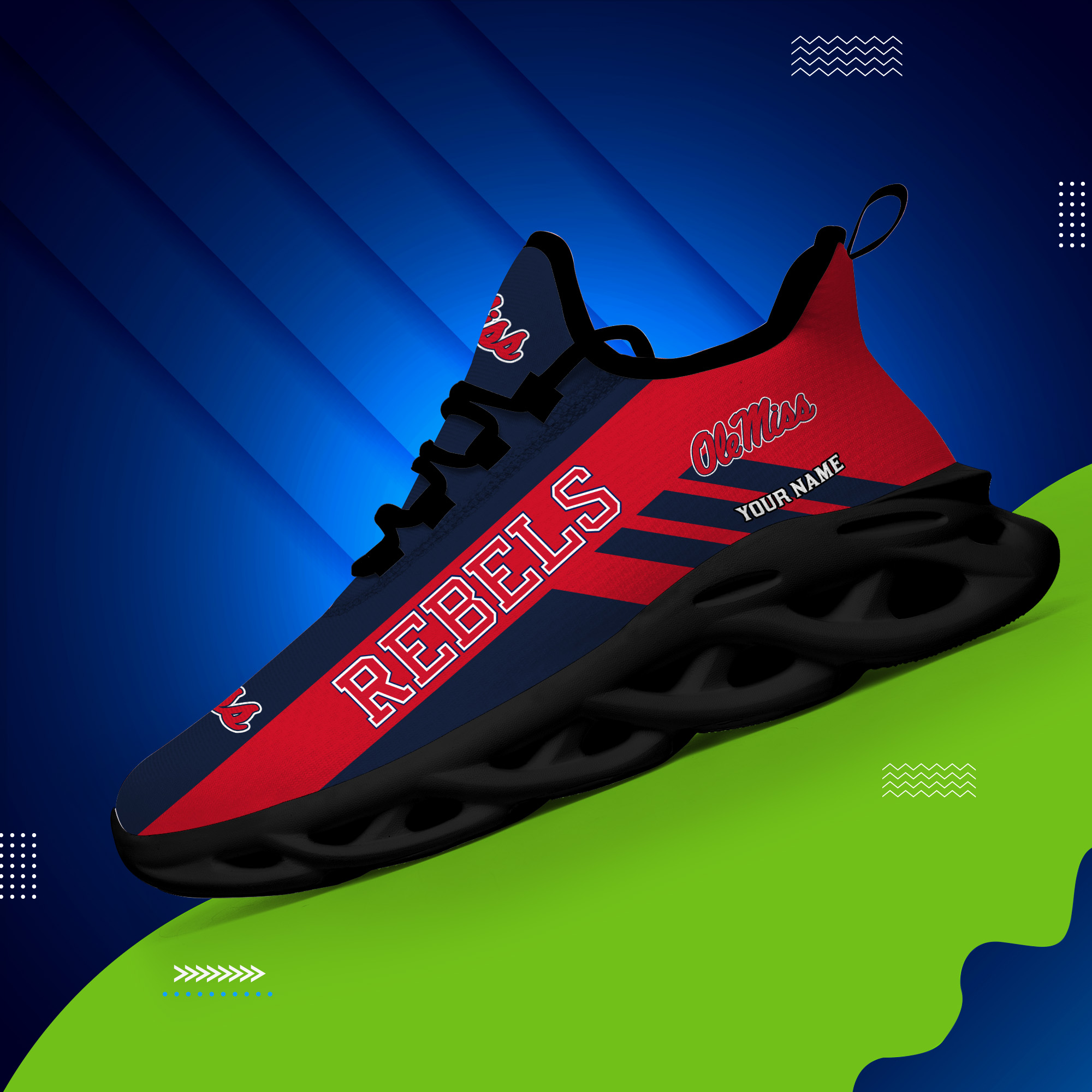 Ole Miss Rebels Custom Name PERSONALIZED MAX SOUL SHOES DS004 - Famjoys Ole Miss Rebels Custom Name PERSONALIZED MAX SOUL SHOES DS004 - Famjoys