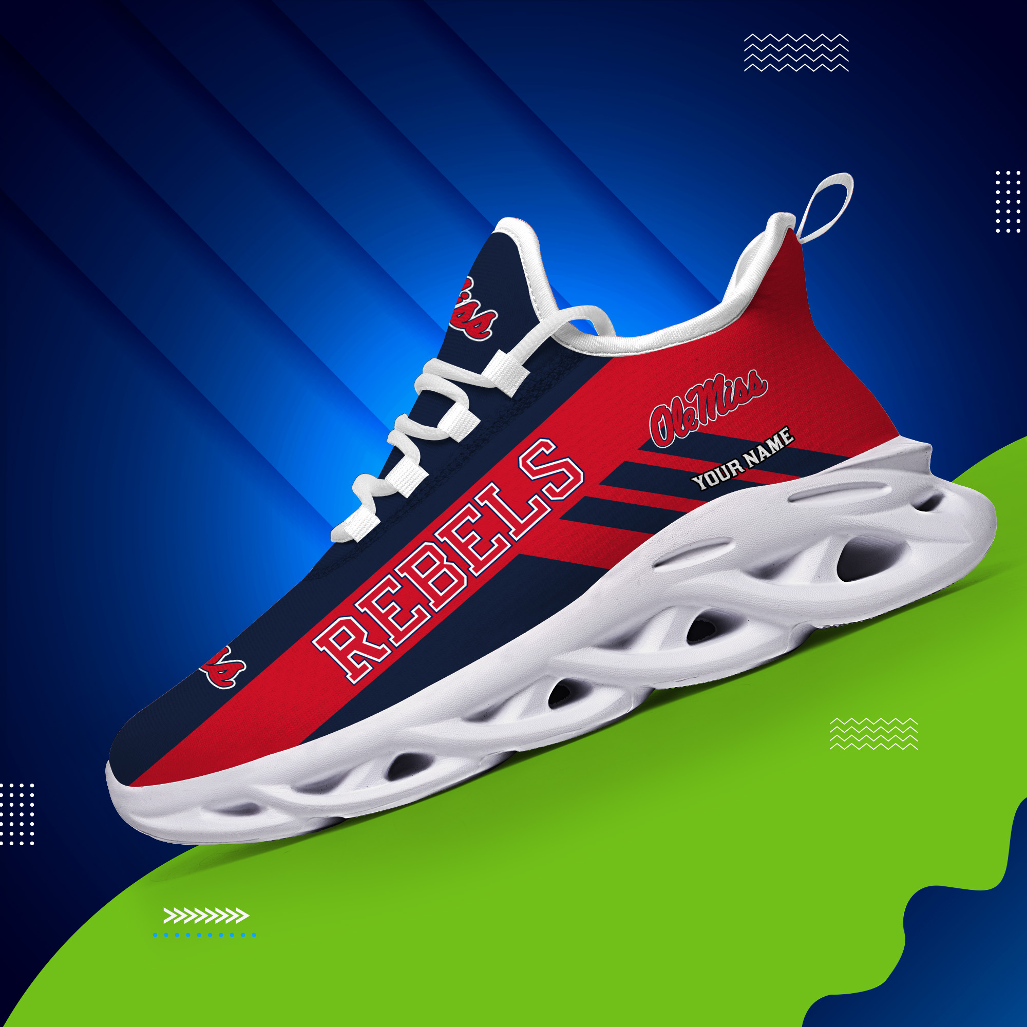 Ole Miss Rebels Custom Name PERSONALIZED MAX SOUL SHOES DS004 - Famjoys Ole Miss Rebels Custom Name PERSONALIZED MAX SOUL SHOES DS004 - Famjoys