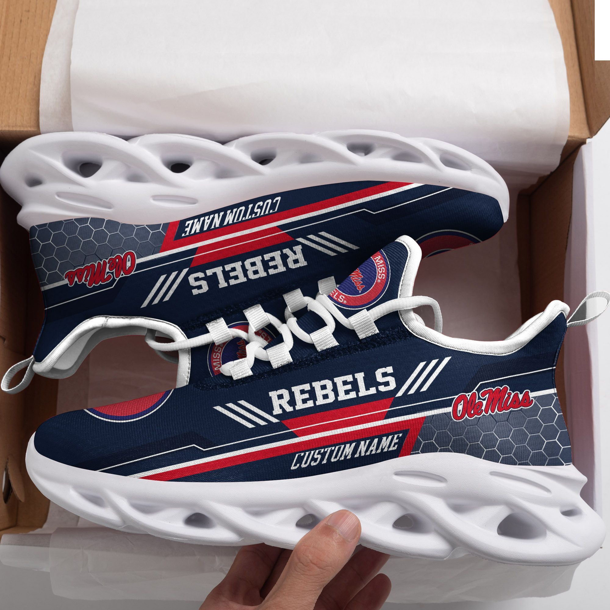 Ole Miss Rebels Custom Personalized Max Soul Sneakers Shoes University of Mississippi For - Famjoys Ole Miss Rebels Custom Personalized Max Soul Sneakers Shoes University of Mississippi For - Famjoys