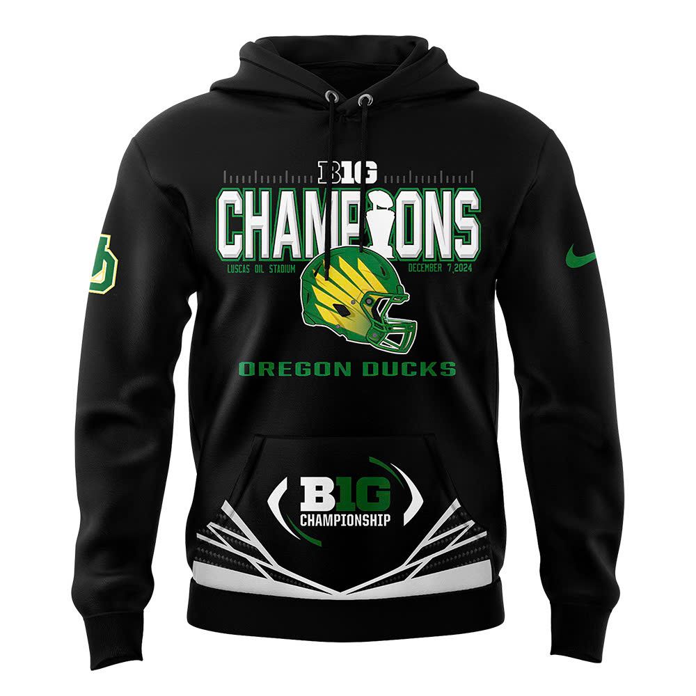 Oregon Ducks 2024 Big Ten Football Conference Champions Locker Room Premium Hoodie - Famjoys Oregon Ducks 2024 Big Ten Football Conference Champions Locker Room Premium Hoodie - Famjoys
