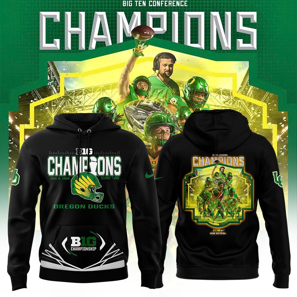 Oregon Ducks 2024 Big Ten Football Conference Champions Locker Room Premium Hoodie - Famjoys Oregon Ducks 2024 Big Ten Football Conference Champions Locker Room Premium Hoodie - Famjoys