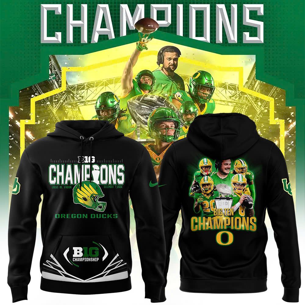 Oregon Ducks 2024 Big Ten Football Conference Champions Locker Room Premium Hoodie - Famjoys Oregon Ducks 2024 Big Ten Football Conference Champions Locker Room Premium Hoodie - Famjoys