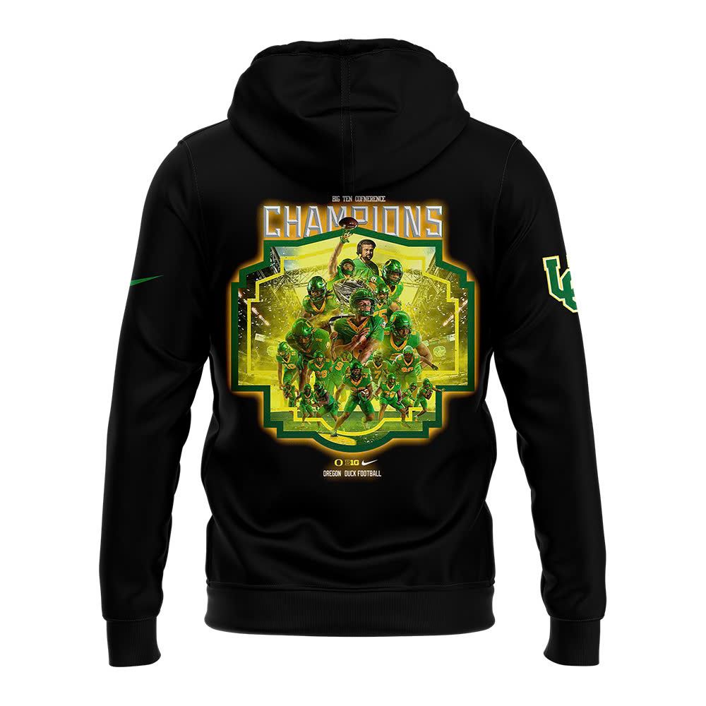 Oregon Ducks 2024 Big Ten Football Conference Champions Locker Room Premium Hoodie - Famjoys Oregon Ducks 2024 Big Ten Football Conference Champions Locker Room Premium Hoodie - Famjoys