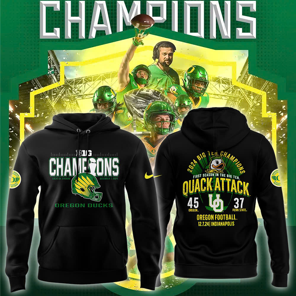Oregon Ducks Big Ten Football Conference Champions Pullover Hoodie - Famjoys Oregon Ducks Big Ten Football Conference Champions Pullover Hoodie - Famjoys