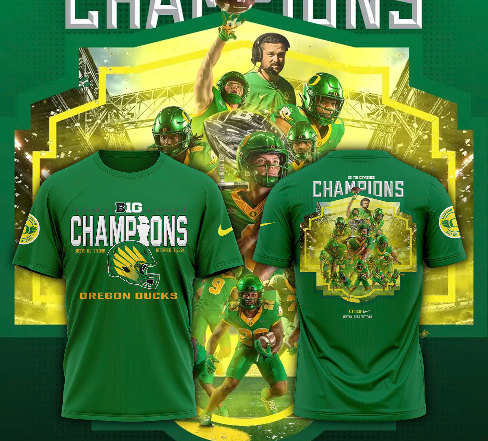 Oregon Ducks Big Ten Football Conference Champions Tshirt - Famjoys Oregon Ducks Big Ten Football Conference Champions Tshirt - Famjoys