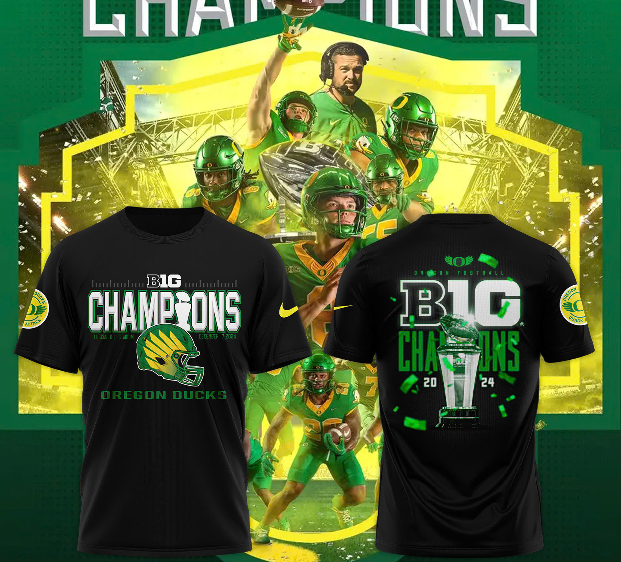Oregon Ducks Big Ten Football Conference Champions Tshirt - Famjoys Oregon Ducks Big Ten Football Conference Champions Tshirt - Famjoys