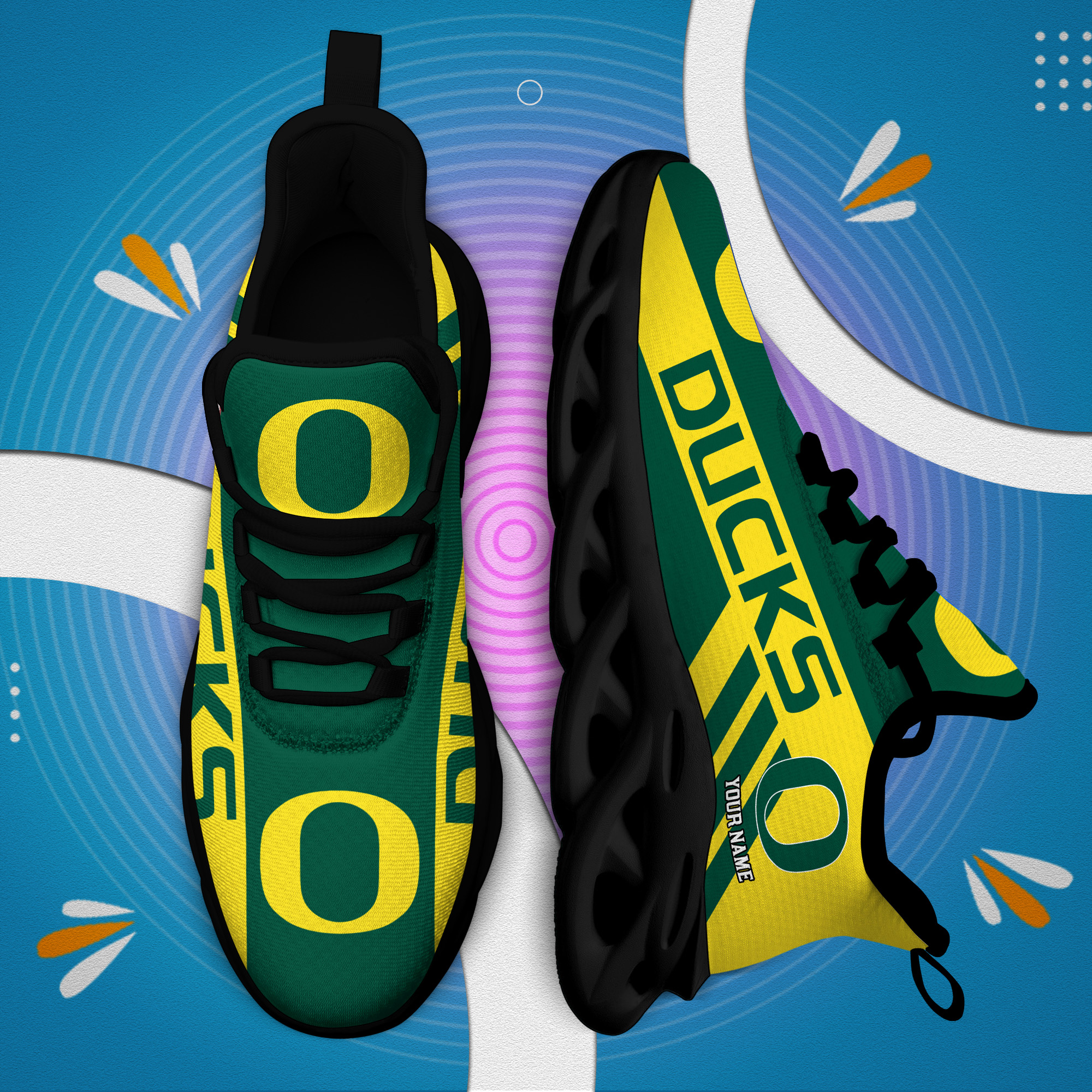 Oregon Ducks Custom Name PERSONALIZED MAX SOUL SHOES DS004 - Famjoys Oregon Ducks Custom Name PERSONALIZED MAX SOUL SHOES DS004 - Famjoys