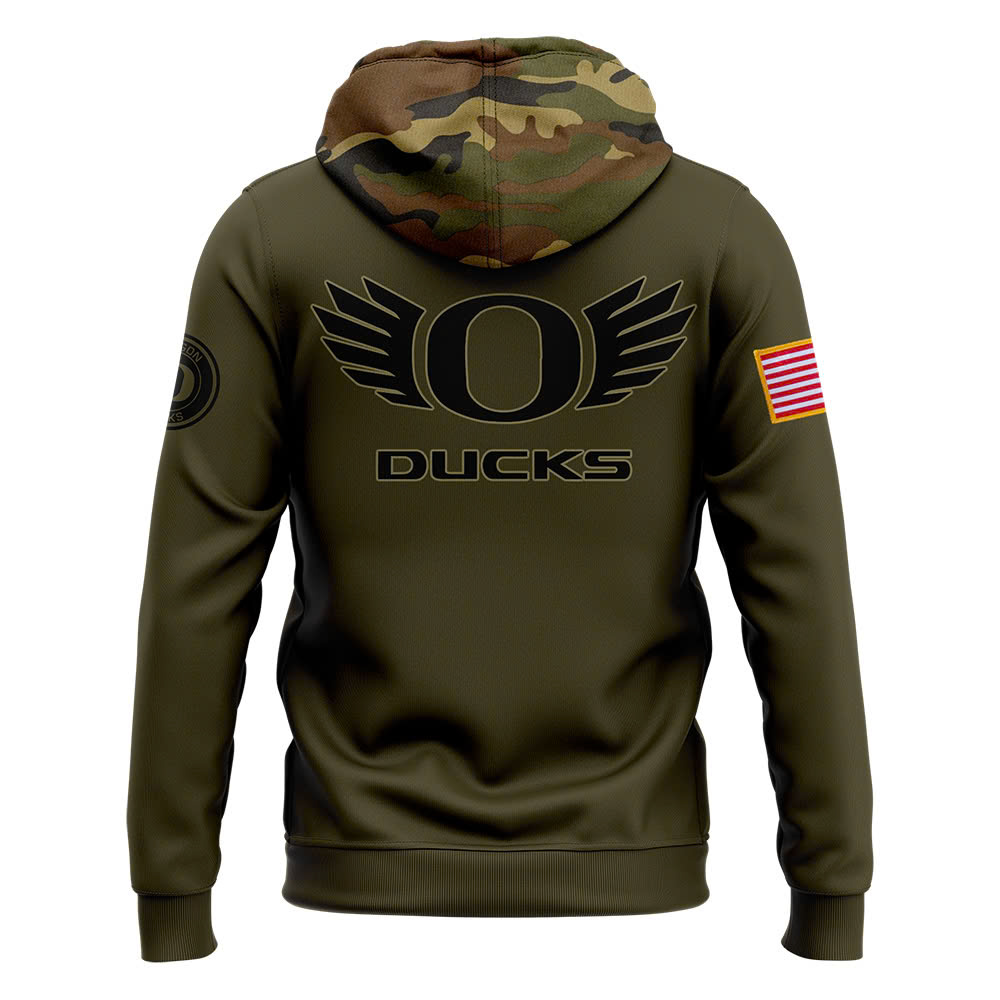 Oregon Ducks Football Camo Salute to Service Club Fleece Pullover Zip Hoodie V2 - Famjoys Oregon Ducks Football Camo Salute to Service Club Fleece Pullover Zip Hoodie V2 - Famjoys