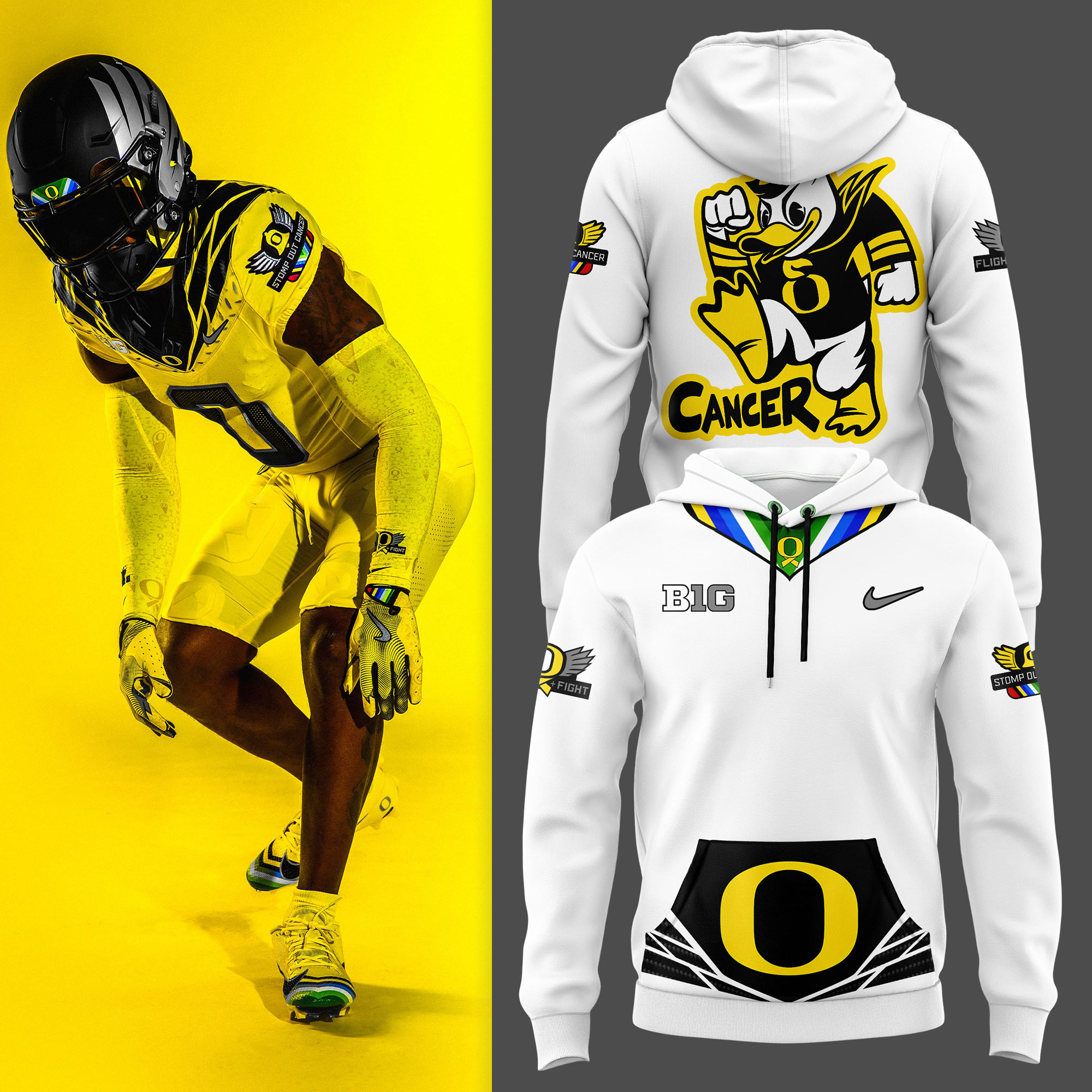 Oregon Ducks Stomp Out Cancer Heroes Hoodie - Famjoys Oregon Ducks Stomp Out Cancer Heroes Hoodie - Famjoys
