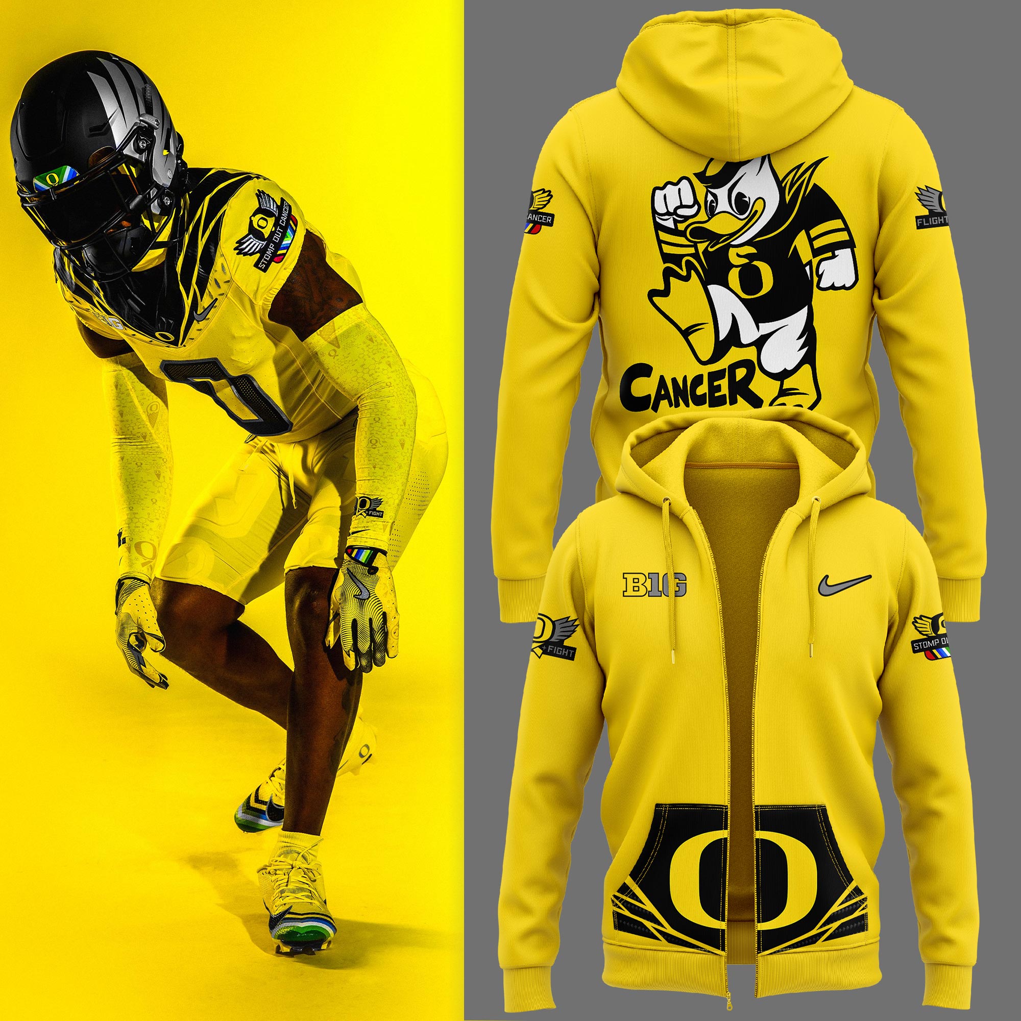 Oregon Ducks Stomp Out Cancer Heroes Zip Hoodie - Famjoys Oregon Ducks Stomp Out Cancer Heroes Zip Hoodie - Famjoys
