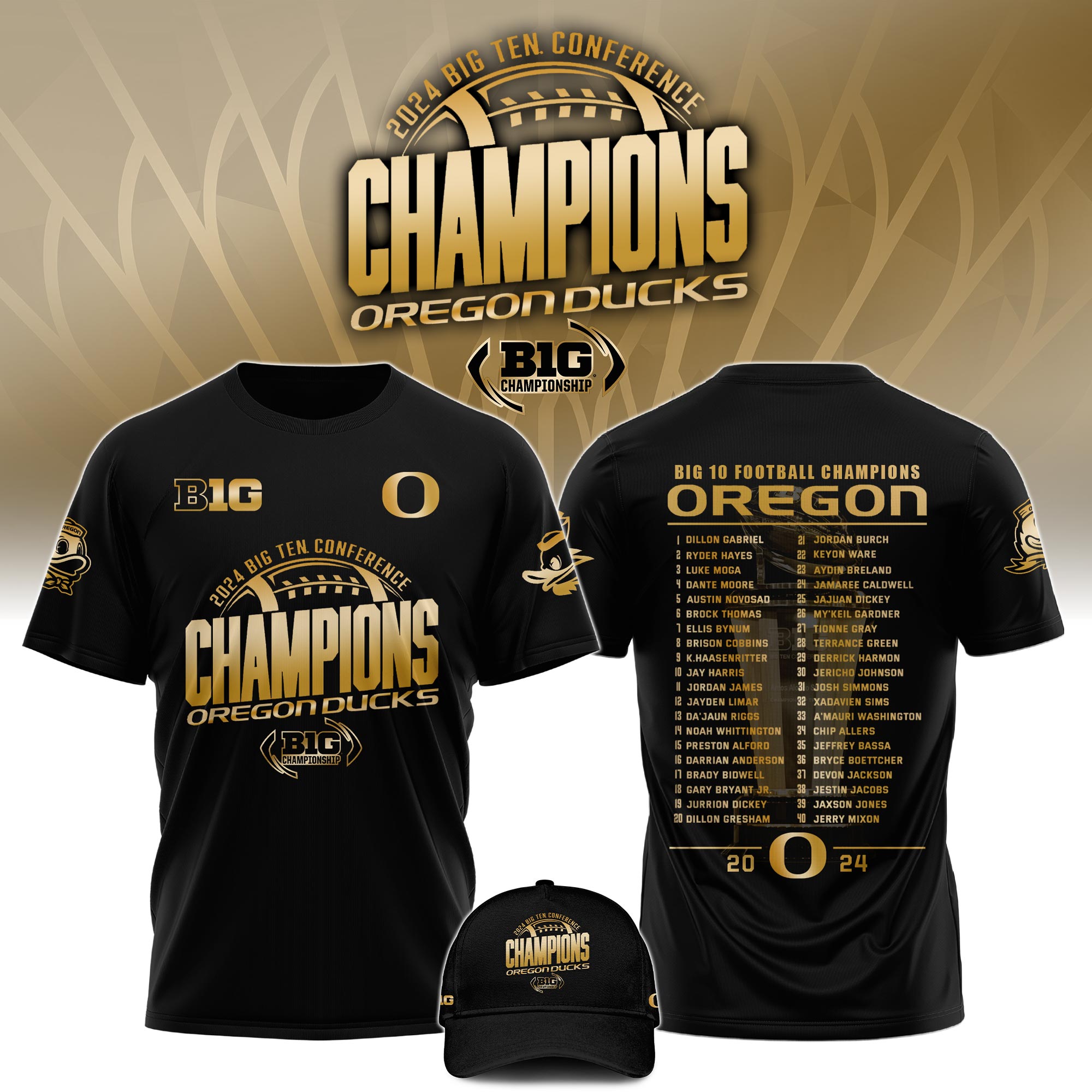 Oregon Football Champions Big Ten TShirt - Famjoys Oregon Football Champions Big Ten TShirt - Famjoys