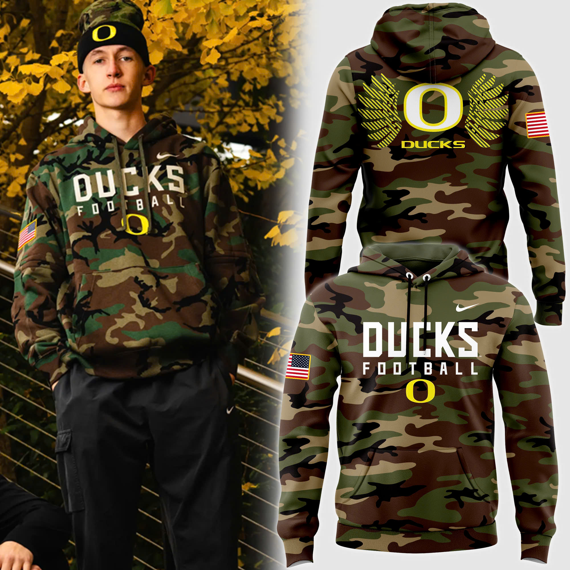Oregon Football Salute to Service Club Fleece Pullover Hoodie - Famjoys Oregon Football Salute to Service Club Fleece Pullover Hoodie - Famjoys