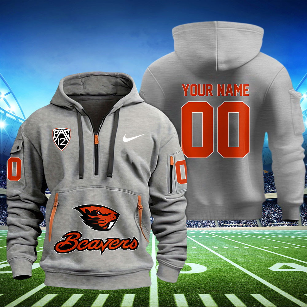 Oregon State Beavers Football Quarter Zip Hoodie - Famjoys Oregon State Beavers Football Quarter Zip Hoodie - Famjoys