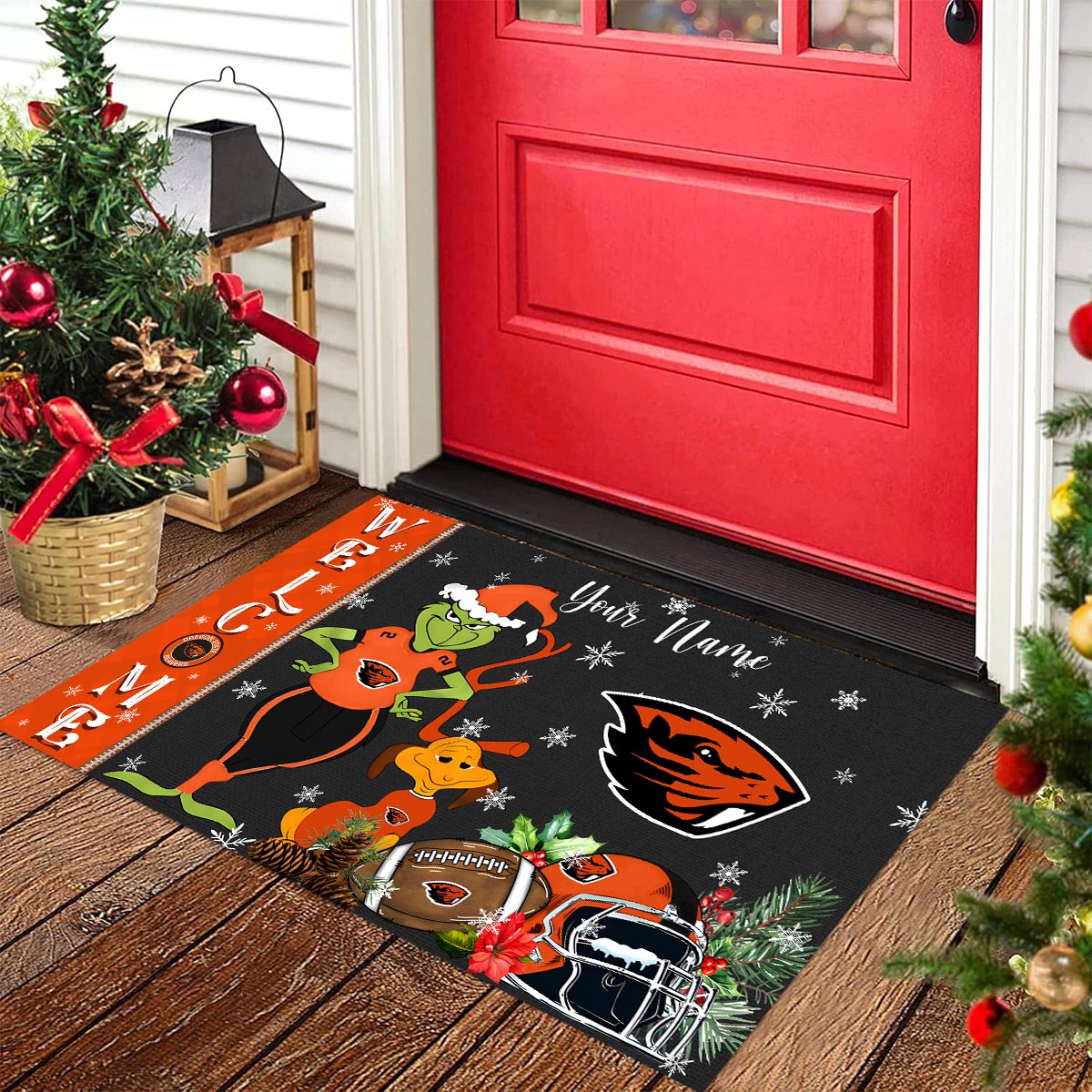 Oregon State Beavers Grinch Christmas Welcome Football Doormat - Famjoys Oregon State Beavers Grinch Christmas Welcome Football Doormat - Famjoys