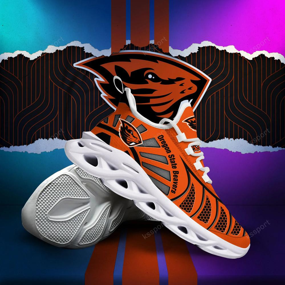 Oregon State Beavers Max Soul Clunky, Black And White Running Shoes - Famjoys Oregon State Beavers Max Soul Clunky, Black And White Running Shoes - Famjoys