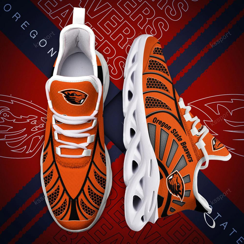 Oregon State Beavers Max Soul Clunky, Black And White Running Shoes - Famjoys Oregon State Beavers Max Soul Clunky, Black And White Running Shoes - Famjoys