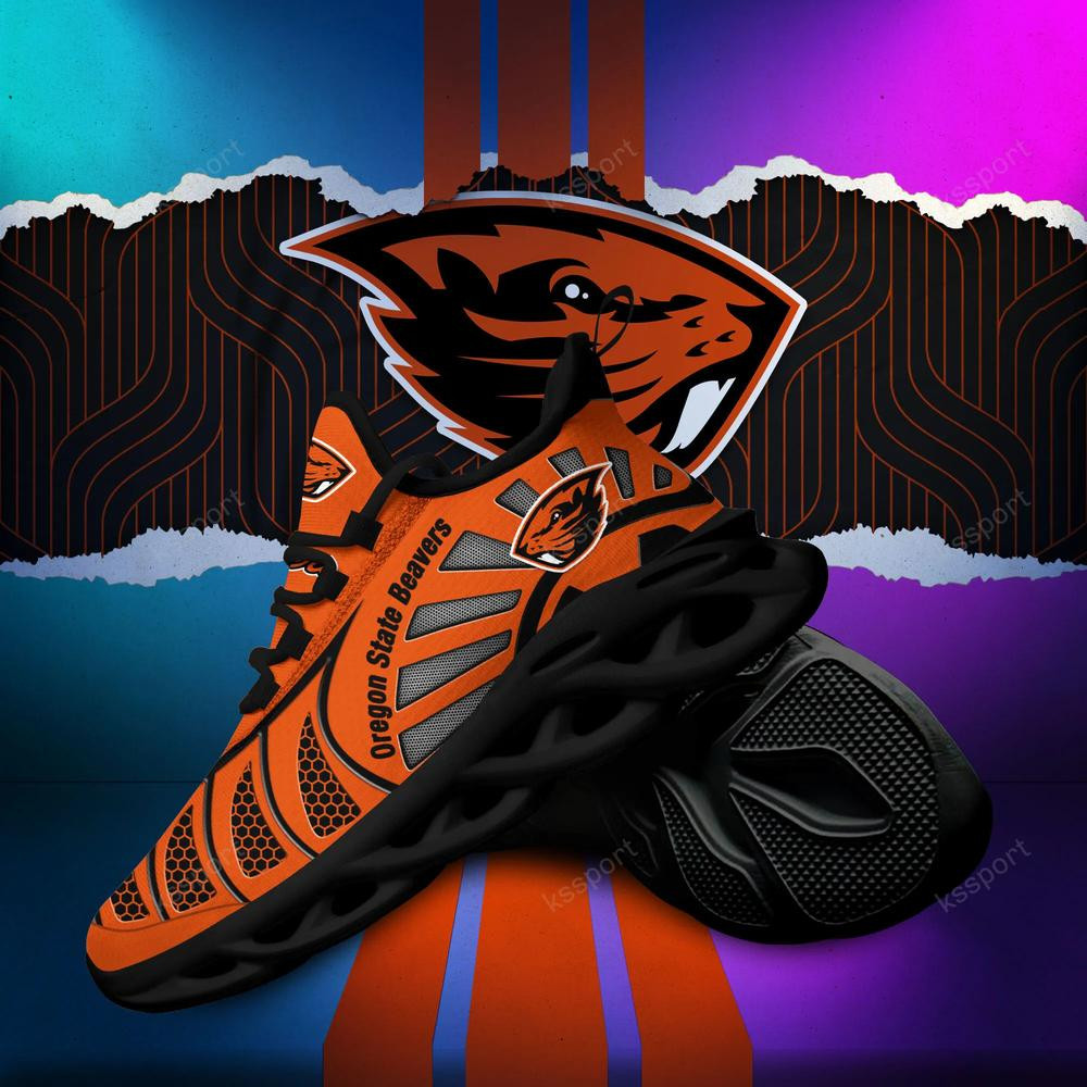 Oregon State Beavers Max Soul Clunky, Black And White Running Shoes - Famjoys Oregon State Beavers Max Soul Clunky, Black And White Running Shoes - Famjoys