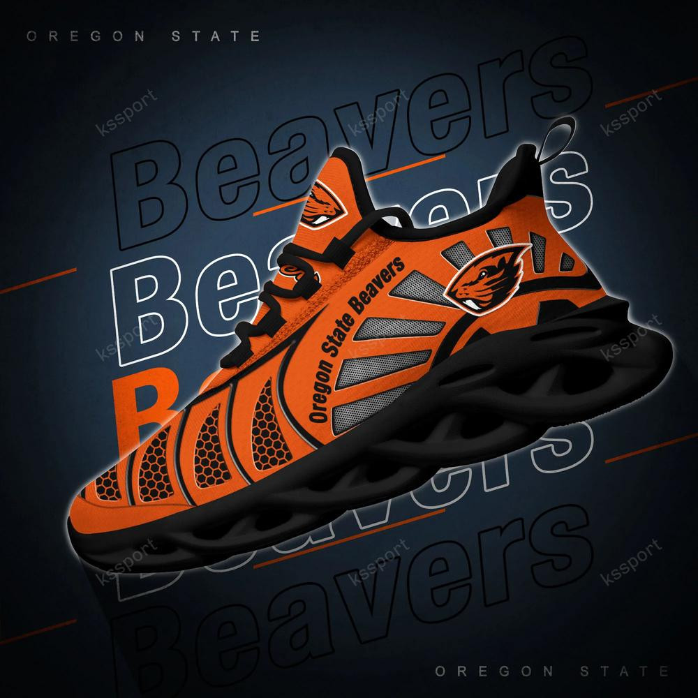 Oregon State Beavers Max Soul Clunky, Black And White Running Shoes - Famjoys Oregon State Beavers Max Soul Clunky, Black And White Running Shoes - Famjoys