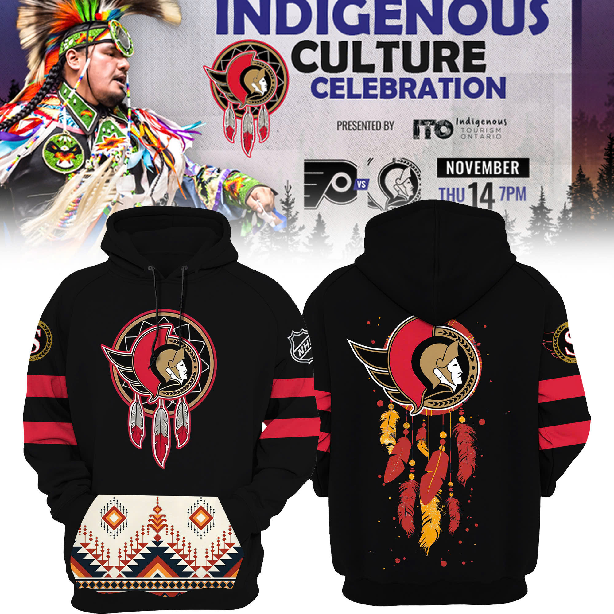 Ottawa Senators Native American Heritage Month Premium Pullover Hoodie - Famjoys Ottawa Senators Native American Heritage Month Premium Pullover Hoodie - Famjoys
