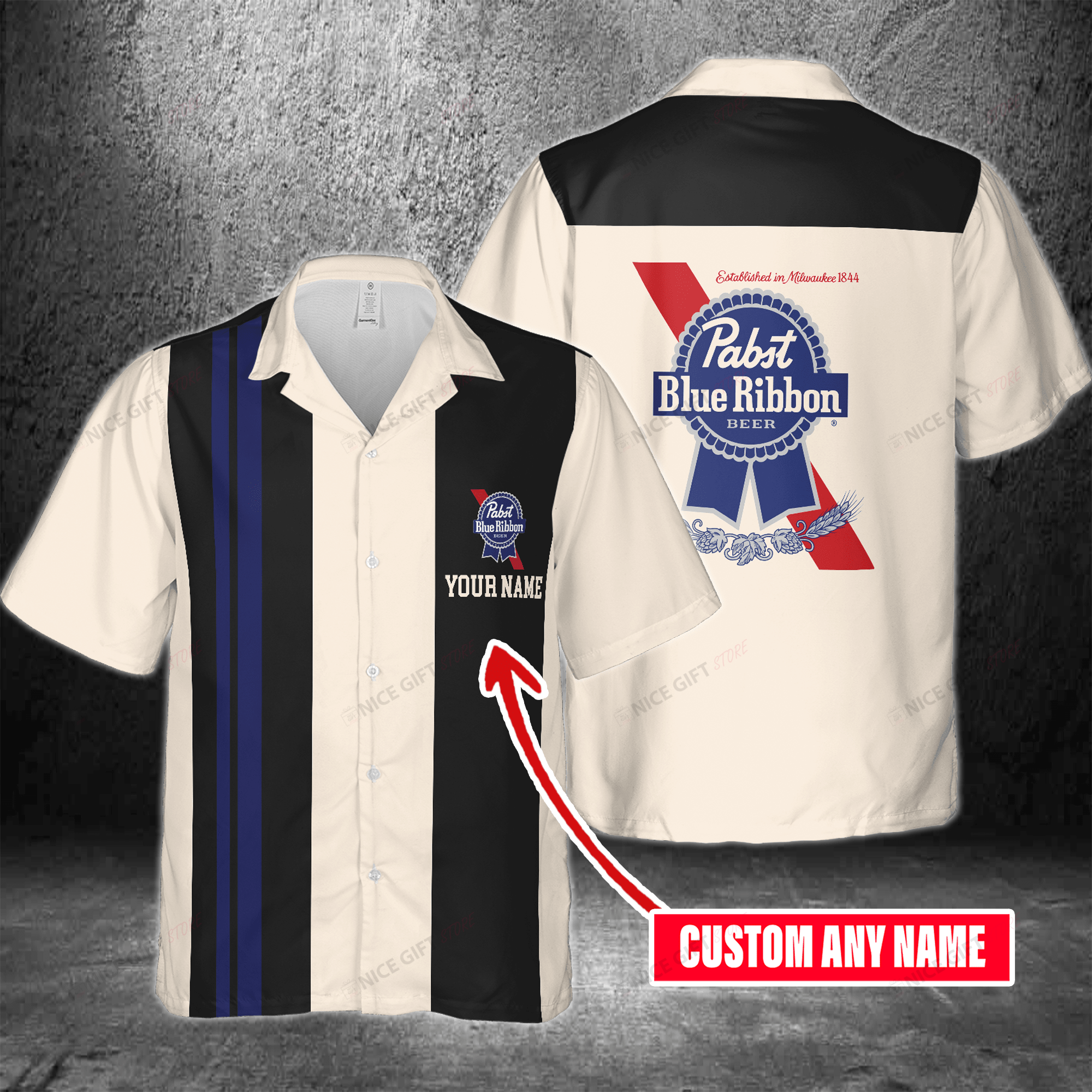 Pabst Blue Ribbon Custom Name Hawaiian Shirt 3HS-N8U8 - Famjoys Pabst Blue Ribbon Custom Name Hawaiian Shirt 3HS-N8U8 - Famjoys