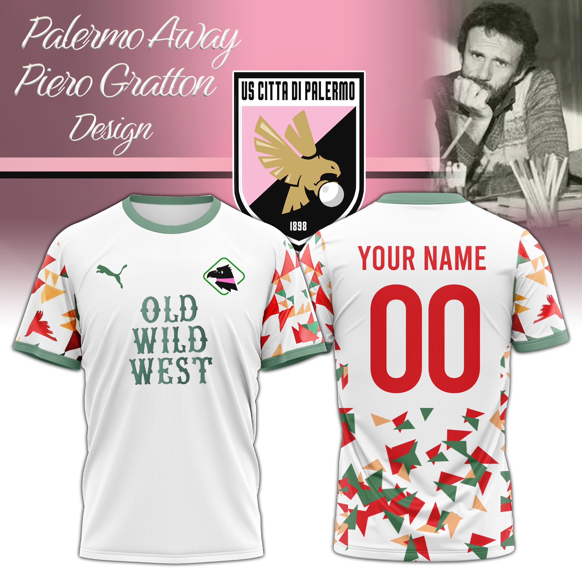 Palermo FCSoccer Away Jersey Piero Gratton Design Special Edition - Famjoys Palermo FCSoccer Away Jersey Piero Gratton Design Special Edition - Famjoys