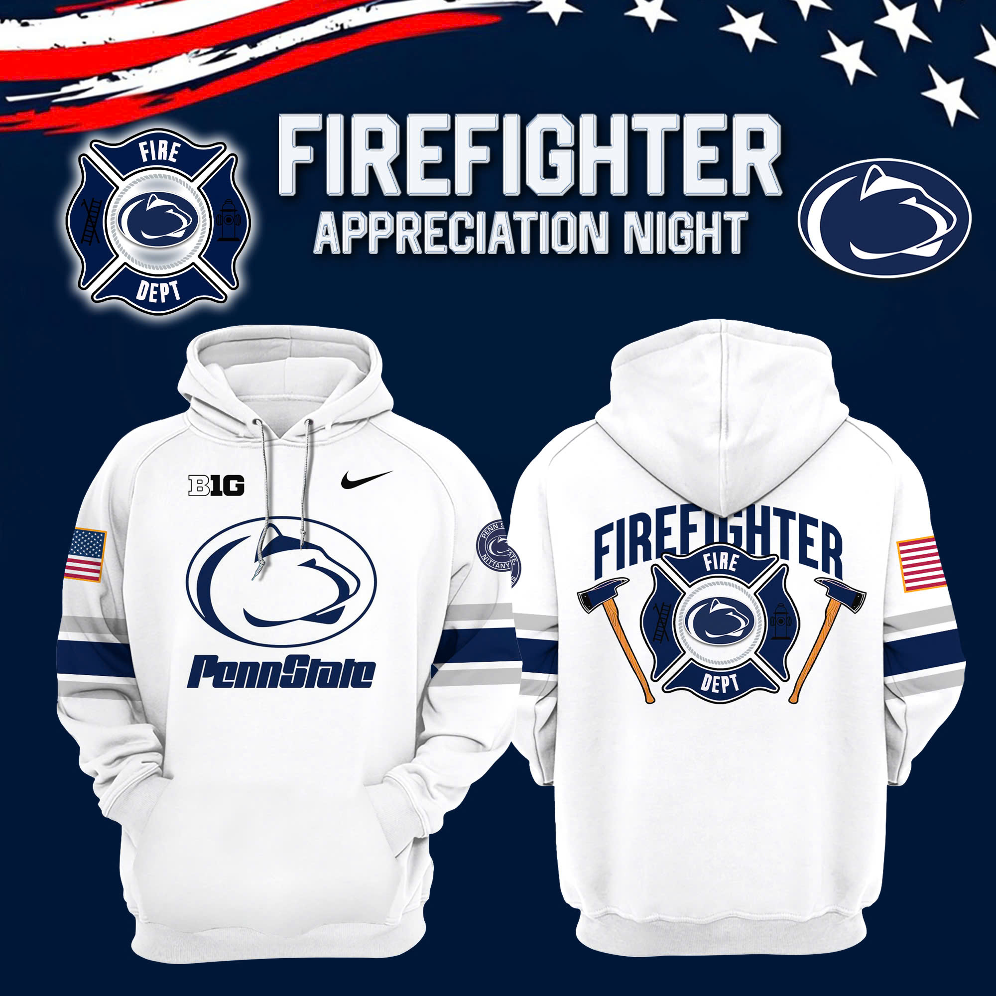 Penn State Football x Firefighter Appreciation Night Premium Pullover Hoodie