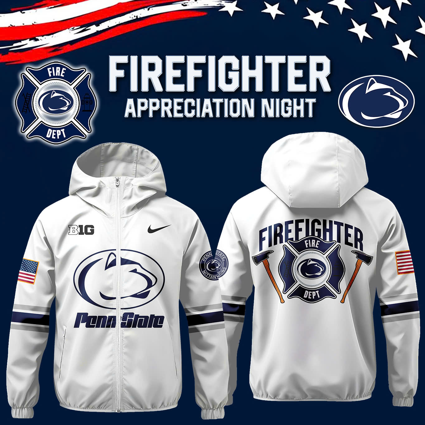 Penn State Football x Firefighter Appreciation Night Premium Pullover Wind Jacket