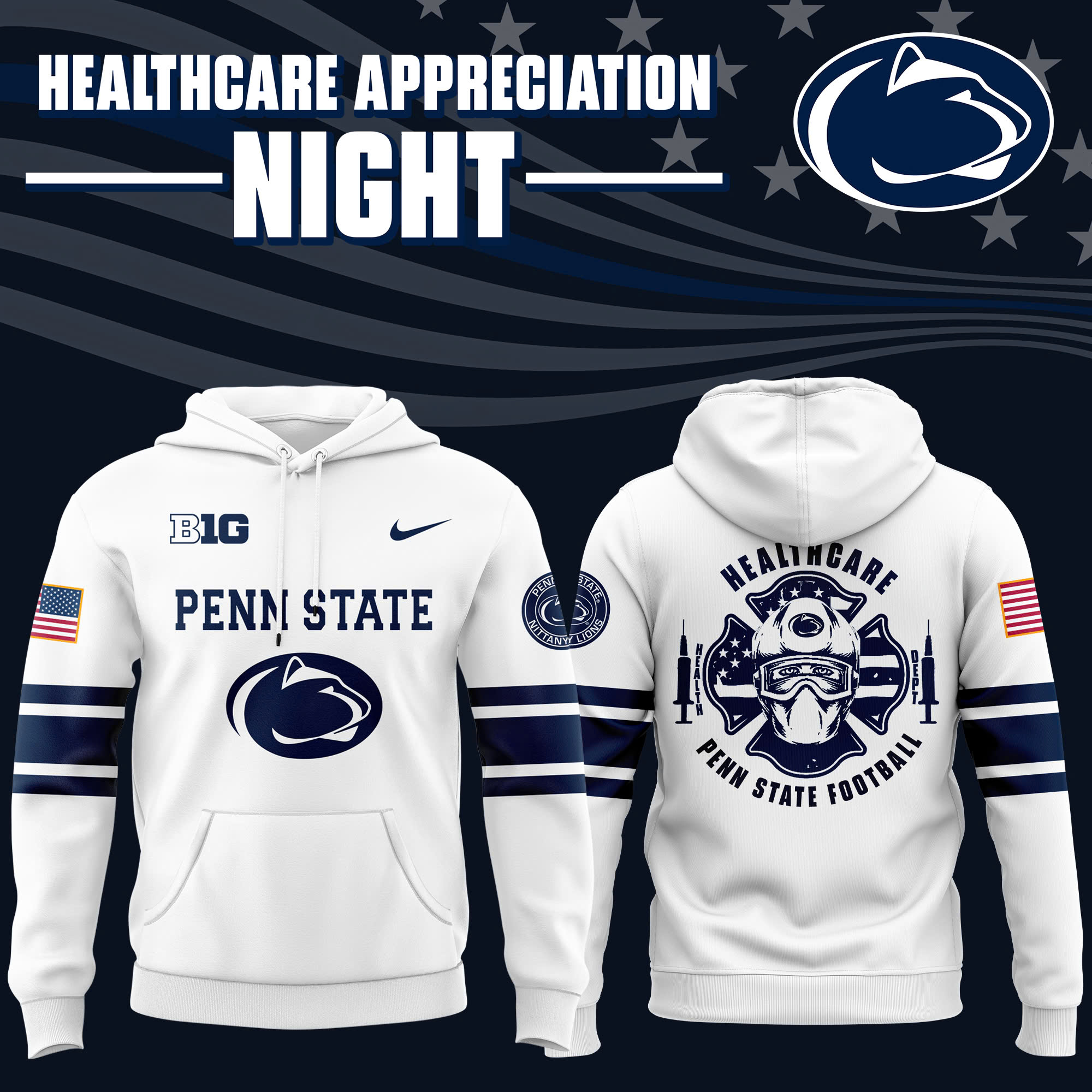 Penn State Football x Healthcare Appreciation Night Premium Hoodie - Famjoys Penn State Football x Healthcare Appreciation Night Premium Hoodie - Famjoys